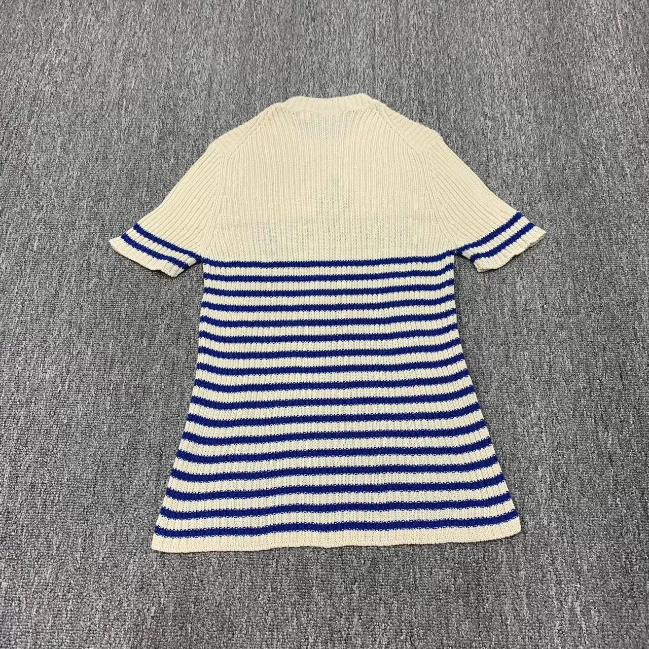 Dior Dior White & Blue Striped Pentagram Knit Short Sleeve 95 New Size S / US 4 / IT 40 - 2 Thumbnail