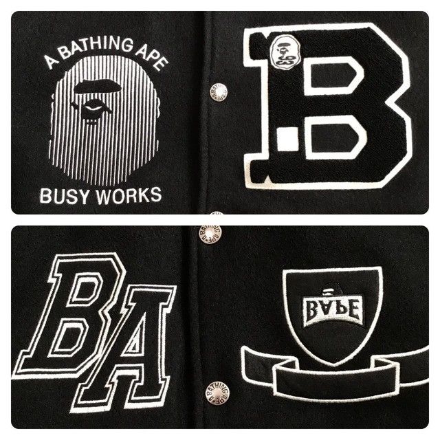Bape Leather Sleeve BAPE STA LOGO varsity jacket a bathing ape Size US M / EU 48-50 / 2 - 3 Thumbnail