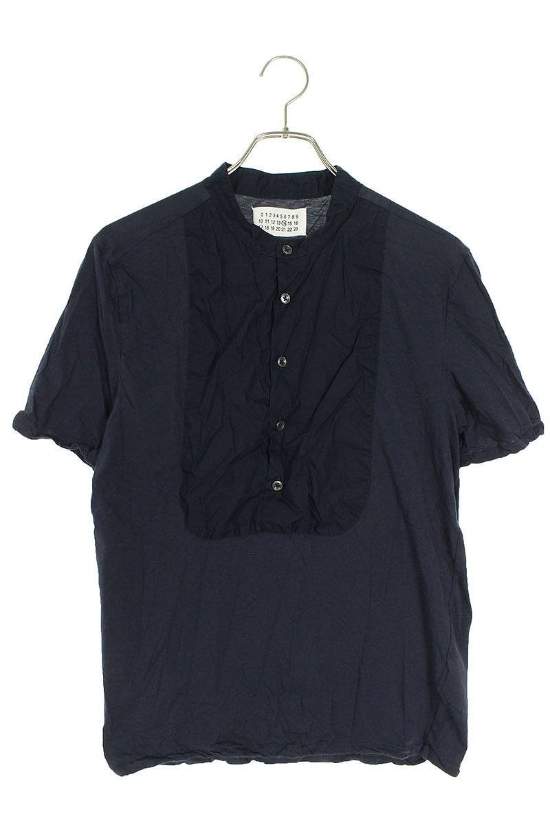 image of Maison Margiela 4 Stitch Motif Half Button Up Shirt in Navy, Men's (Size Medium)