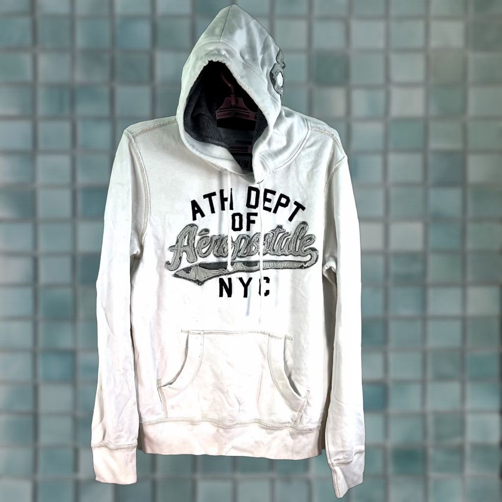 Vintage Aéropostale ATH DEPT of NTC 87 Hooded Sweatshirt Adult Size M White Embroidered Size US M / EU 48-50 / 2 - 1 Thumbnail