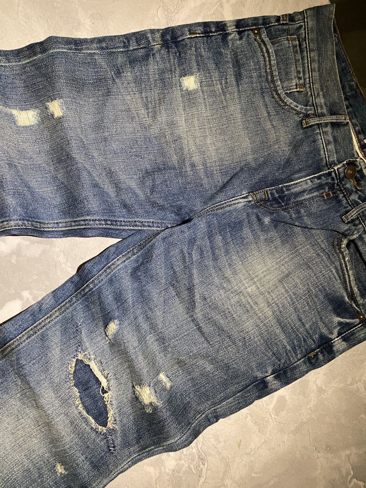 Japanese Brand Heavy Distressed Underground Darkwear Jean / Drip Y2K Size US 33 - 3 Thumbnail