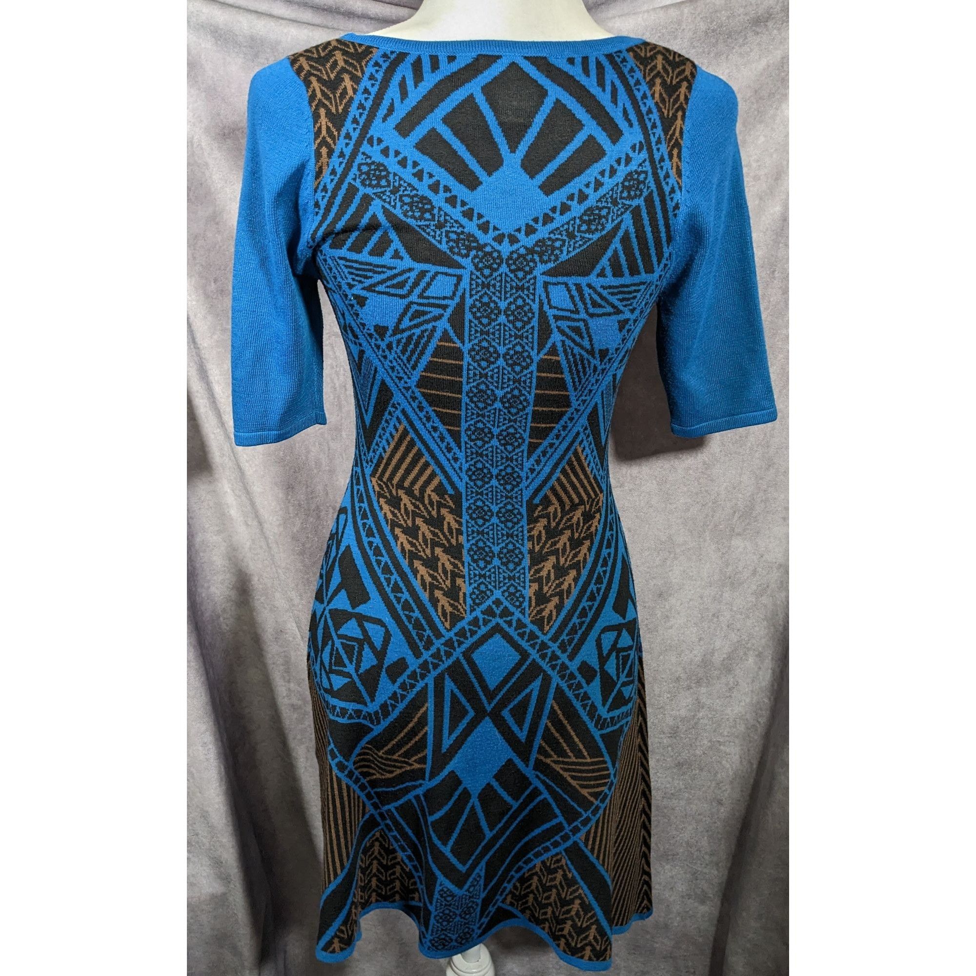 Other Flying Tomato Blue And Black Geometric Midi Dress Size Mediu Size M / US 6-8 / IT 42-44 - 9 Thumbnail