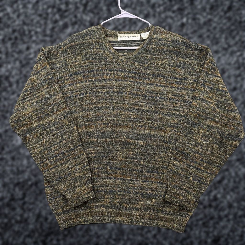 Vintage VINTAGE Jhane Barnes Sweater Men L Brown Textured Wool Rayon V Neck Grandpa Core Japan Size US L / EU 52-54 / 3 - 1 Thumbnail