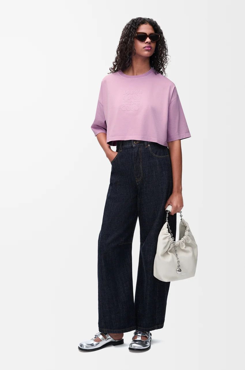 Loewe o1loc1c0525 Cropped T-Shirt In Cotton in Purple Size XL / US 12-14 / IT 48-50 - 2 Thumbnail