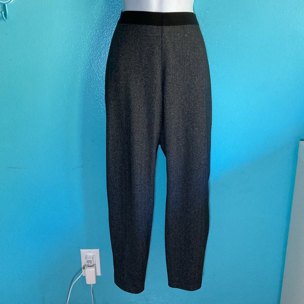Eileen Fisher Eileen Fisher Herringbone Pull On Pants Size L Gray Print Size 31" - 1 Thumbnail