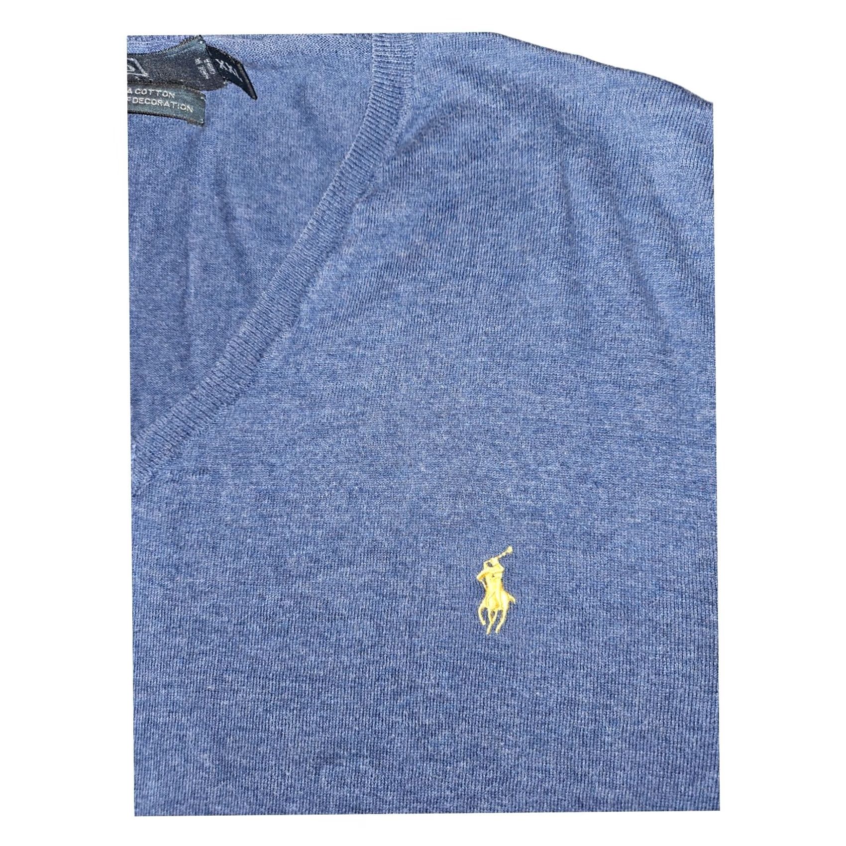 Polo Ralph Lauren VINTAGE Polo Ralph Lauren Sweater Men 2XL Blue V-Neck Pullover Long Sleeve Cotton Logo Embroidered 90s Classic Preppy Size US XXL / EU 58 / 5 - 6 Thumbnail