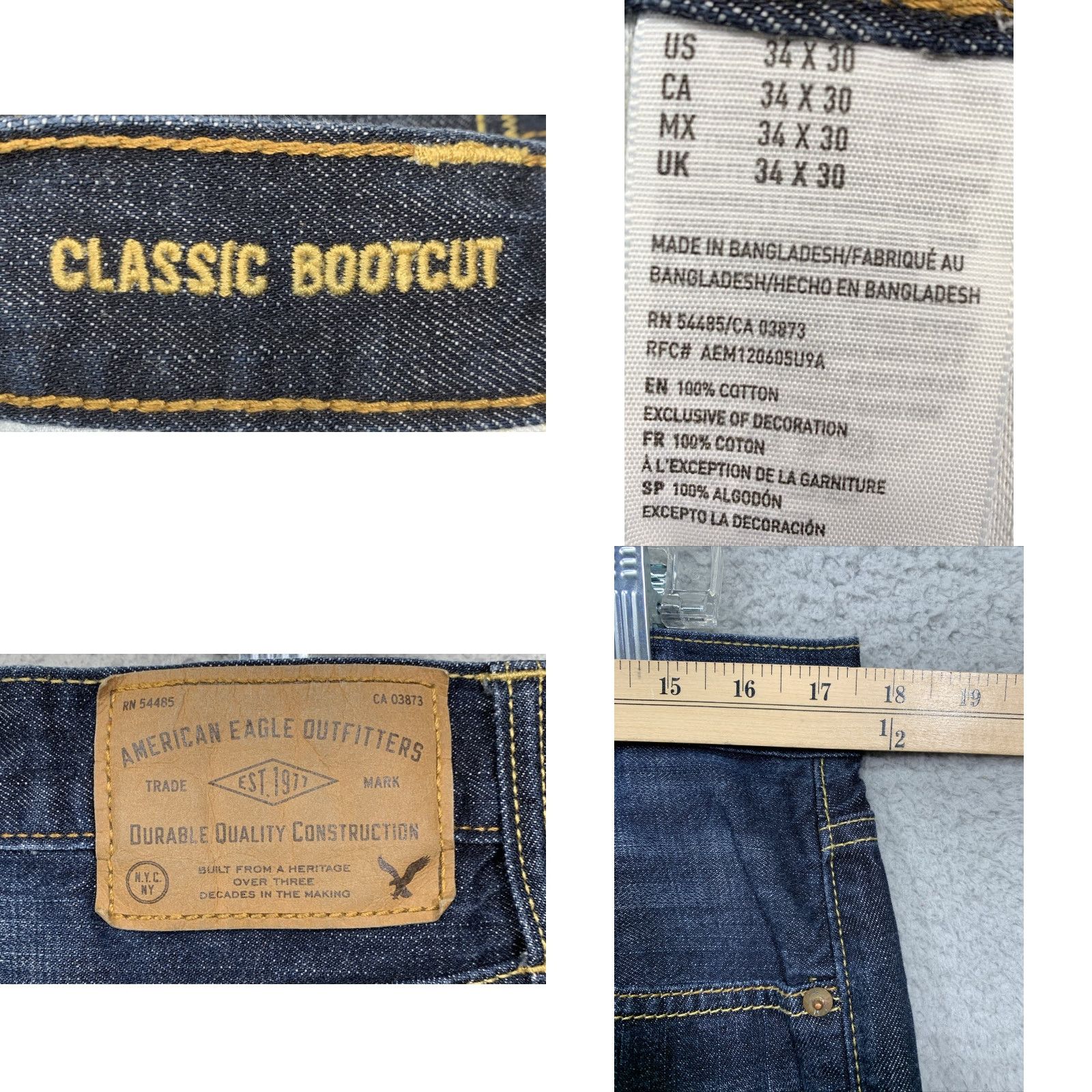 American Eagle Outfitters VINTAGE American Eagle Bootcut Jeans Men's 35x28 Blue 5-Pocket Relaxed Denim Shoes? Size US 35 - 8 Thumbnail