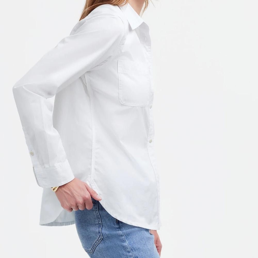 Madewell Madewell Denim Button-Up Shirt in Eyelet White Size XS / US 0-2 / IT 36-38 - 2 Thumbnail