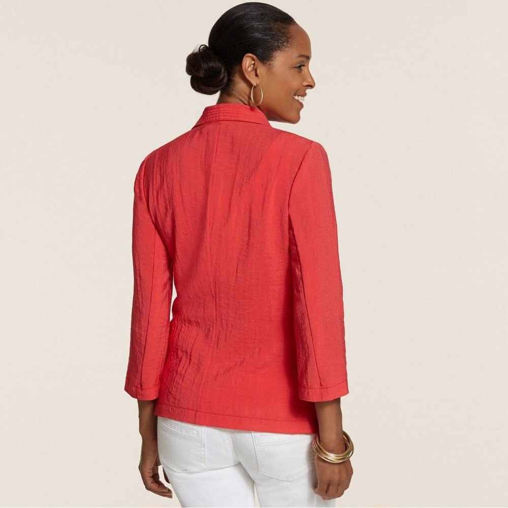 Chicos Chico's Breezy Sheen Drape-Front Red Jacket Size 0 US S Size S / US 4 / IT 40 - 2 Thumbnail