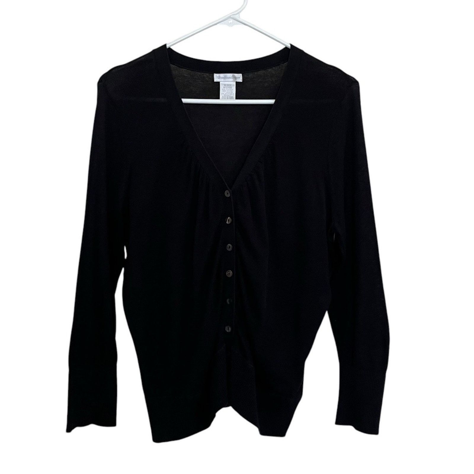 Worthington Worthington | Black Silk Blend Ruch Button Cardigan Sweater Size M / US 6-8 / IT 42-44 - 1 Thumbnail