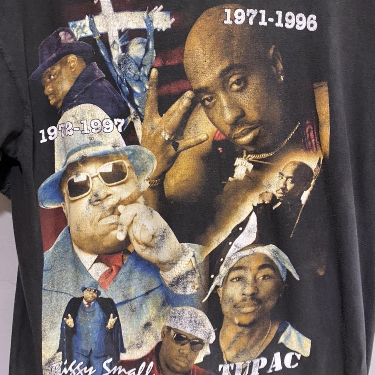 Vintage Vintage 2pac 2 Pac Tupac Biggie Smalls lightning rap tee 90s Size US XL / EU 56 / 4 - 2 Thumbnail