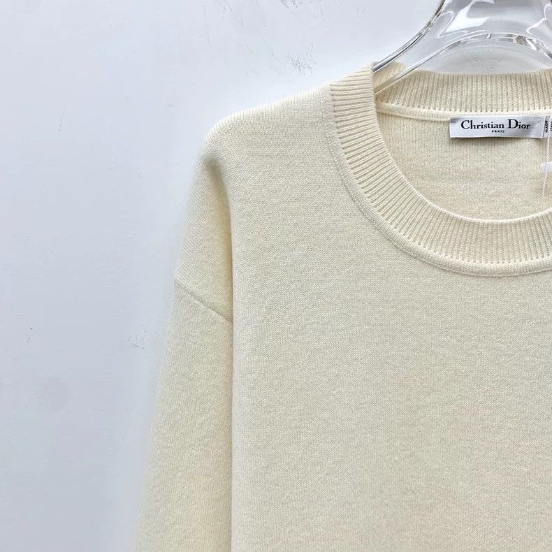 Dior Dior Beige striped letter inlaid cashmere round-neck long- Size XS / US 0-2 / IT 36-38 - 3 Thumbnail