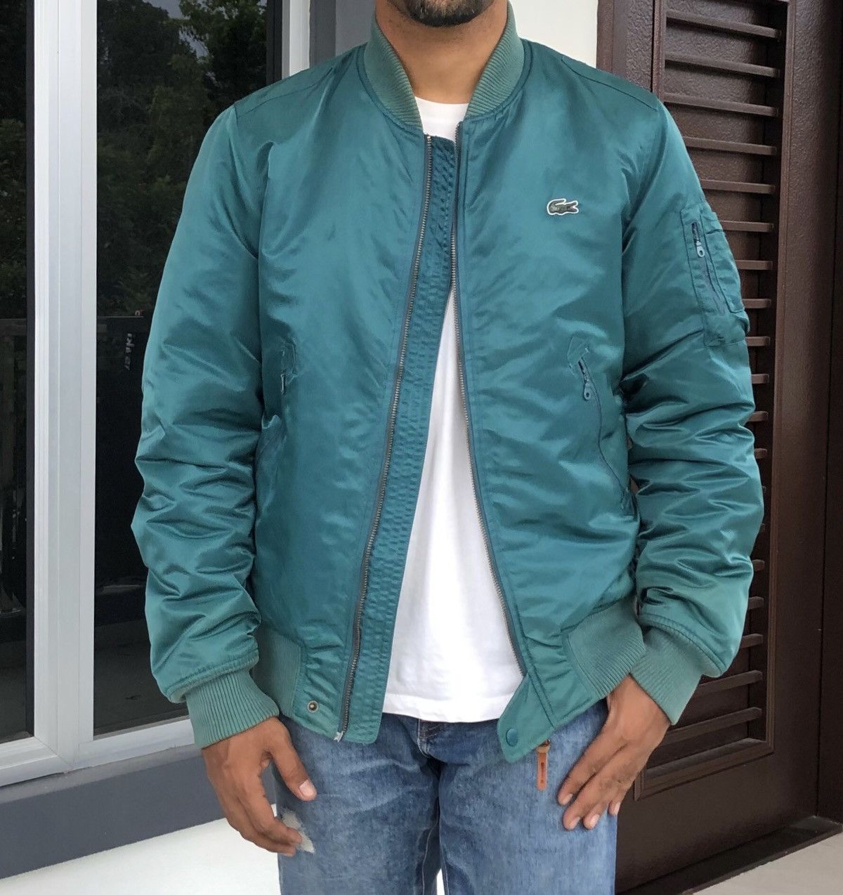 Lacoste LACOSTE LIVE TAFFETA BOMBER JACKET EMERALD GREEN MENS Size US M / EU 48-50 / 2 - 1 Thumbnail