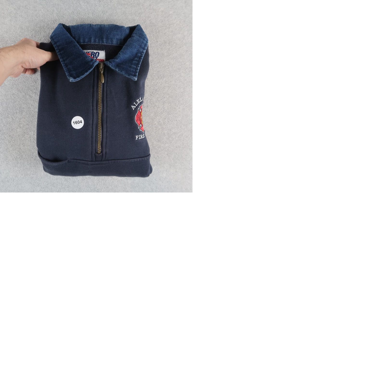 Vintage VINTAGE Hero 247 Alexandria Fire Department Sweatshirt Adult XL Blue Denim Elbow Patch 1/4 Zip Fleece Cotton Blend Logo 90s Fire & Rescue Mens Size US XL / EU 56 / 4 - 10 Thumbnail