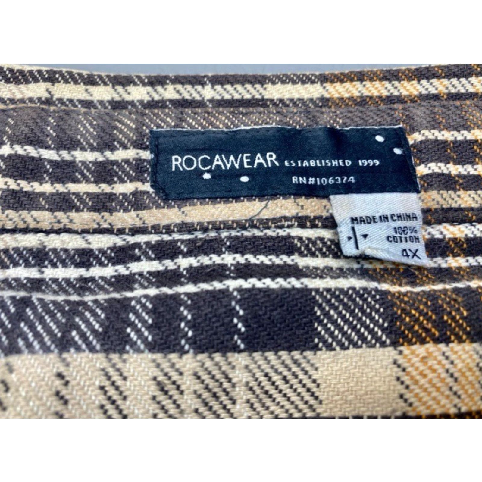 Rocawear Rocawear Shirt Mens 4XL Brown Plaid Cotton Heavy Flannel Outdoor Classic Button Size US XXL / EU 58 / 5 - 7 Thumbnail