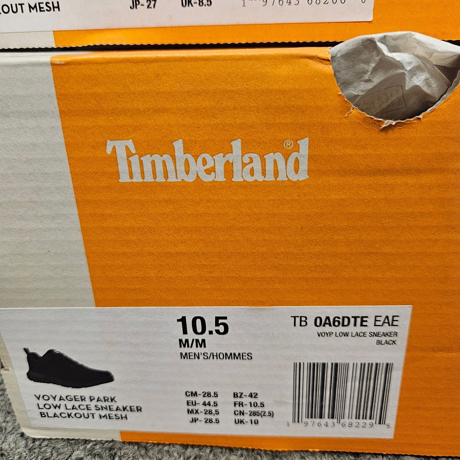 Timberland TIMBERLAND MEN'S 10.5 VOYAGER PARK LOW LACE SNEAKER BLACKOUT Size US 10.5 / EU 43-44 - 9 Thumbnail
