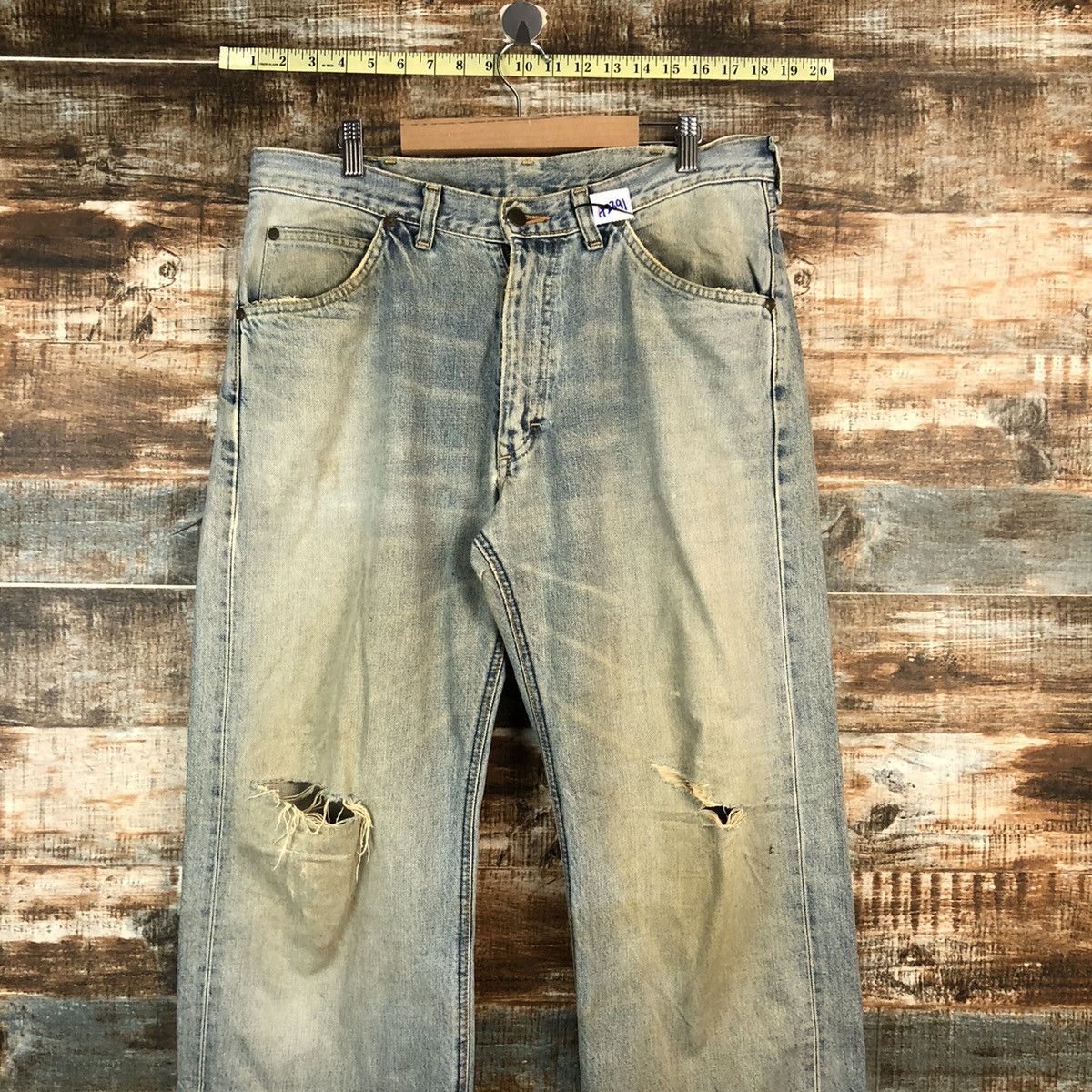 Lee Lee vintage selvedge Distressed Denim Pants #A2391 Size US 34 / EU 50 - 2 Thumbnail