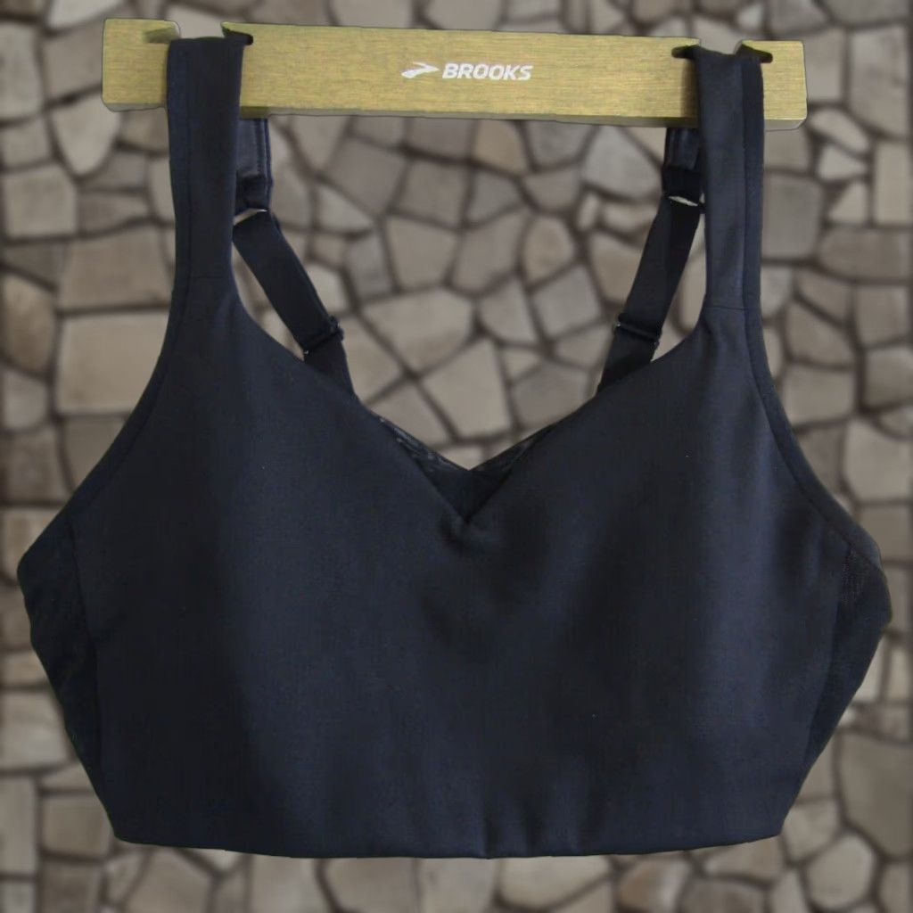 Brooks Run Happy Drive Convertible Sports Bra Women's Size 34D Black High Support Wireless Activewear