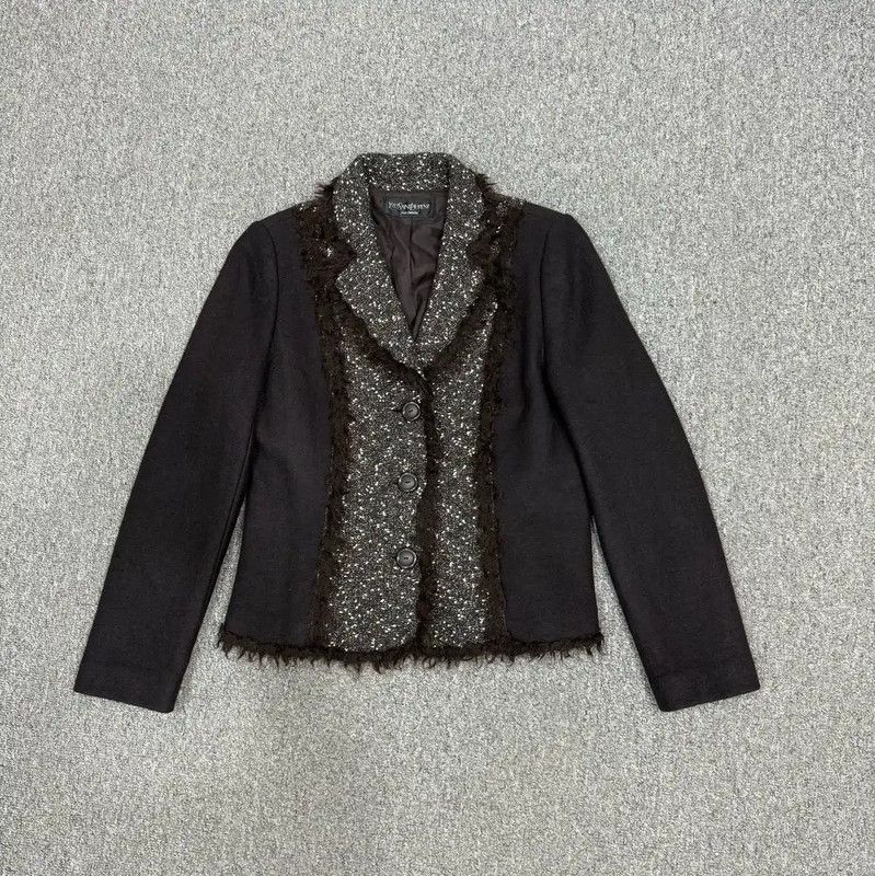 Yves Saint Laurent YSL Coffee Color Cotton Blended Jacket 0089 Size S / US 4 / IT 40 - 1 Thumbnail