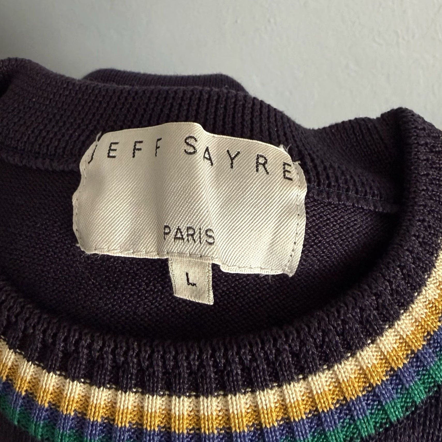 Vintage VINTAGE Jeff Sayre Paris Cotton Sweater Geo Bird Pattern Blue Multi Sz L Size US L / EU 52-54 / 3 - 5 Thumbnail