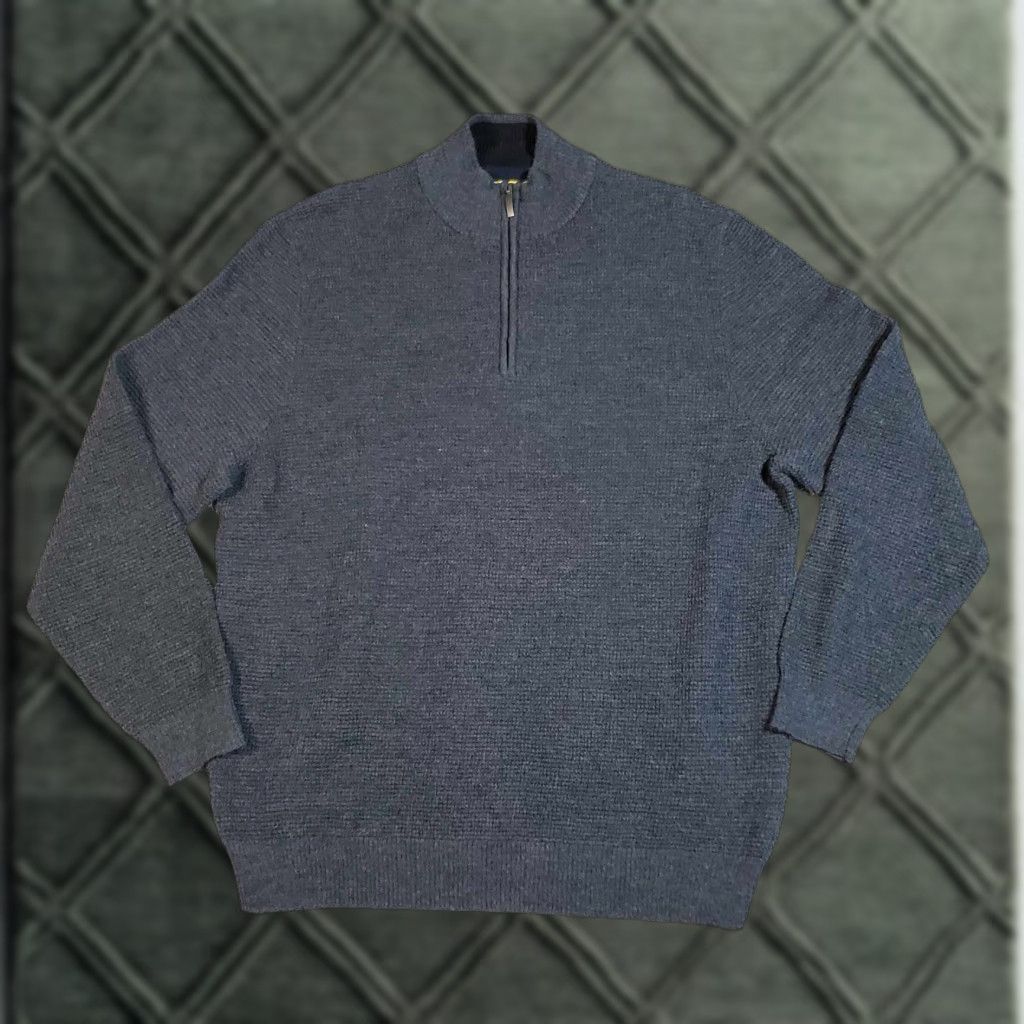 Club Room Club Room 1/4 Zip Sweater Mens Large Quarter Zip Merino Wool Blend L Gray Solid Mock Neck Knit 1/4 Zip All Seasons Regular Mens Size US L / EU 52-54 / 3 - 1 Thumbnail
