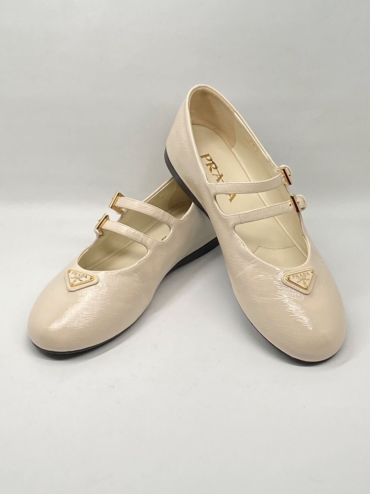 Prada Prada Leather Double-Strap Triangle Logo Ballerina Flats Size US 6 / IT 36 - 5 Thumbnail