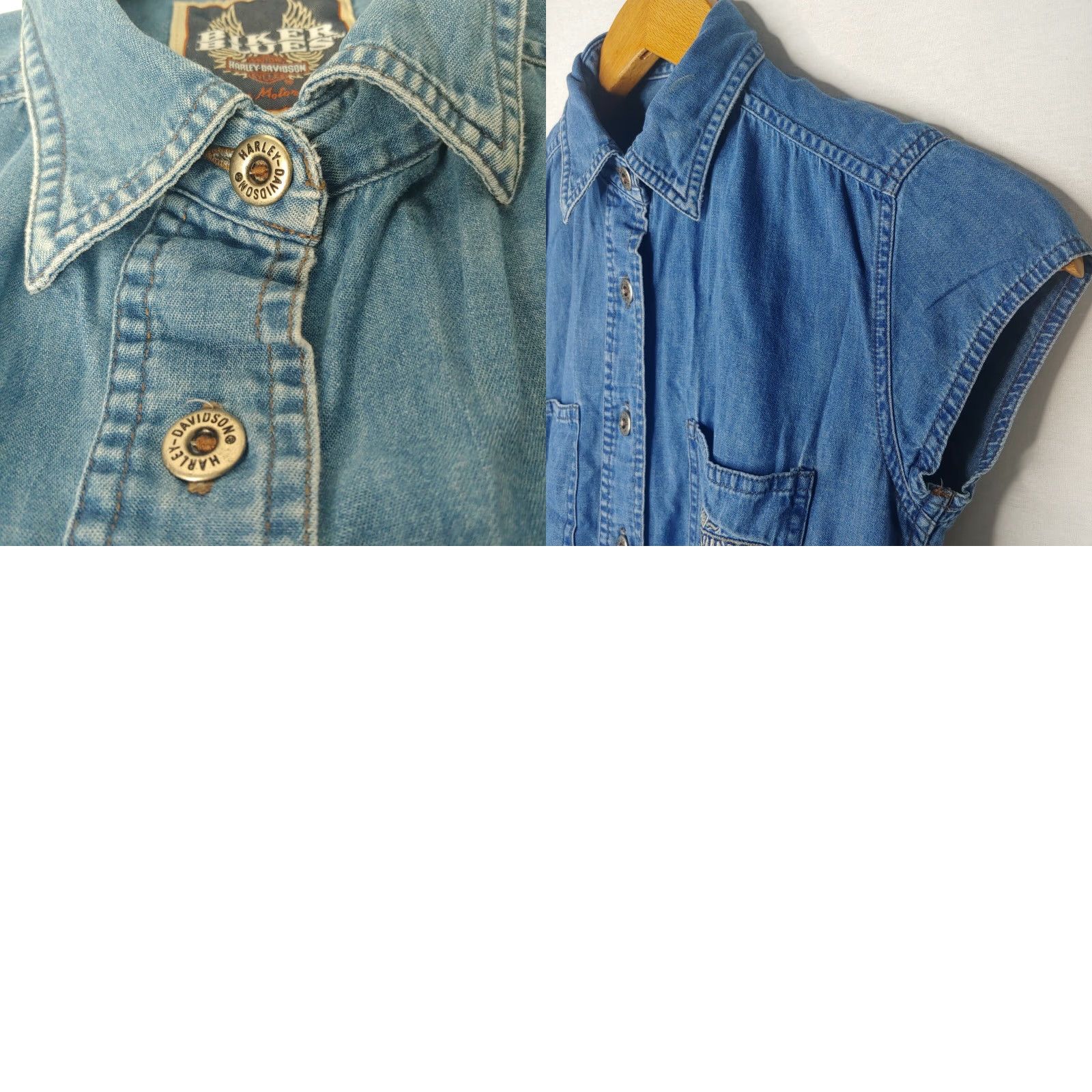 Harley Davidson Harley-Davidson Women’s Sleeveless Chambray Shirt Biker Motorcycle Riding Blue Small Size S / US 4 / IT 40 - 8 Thumbnail