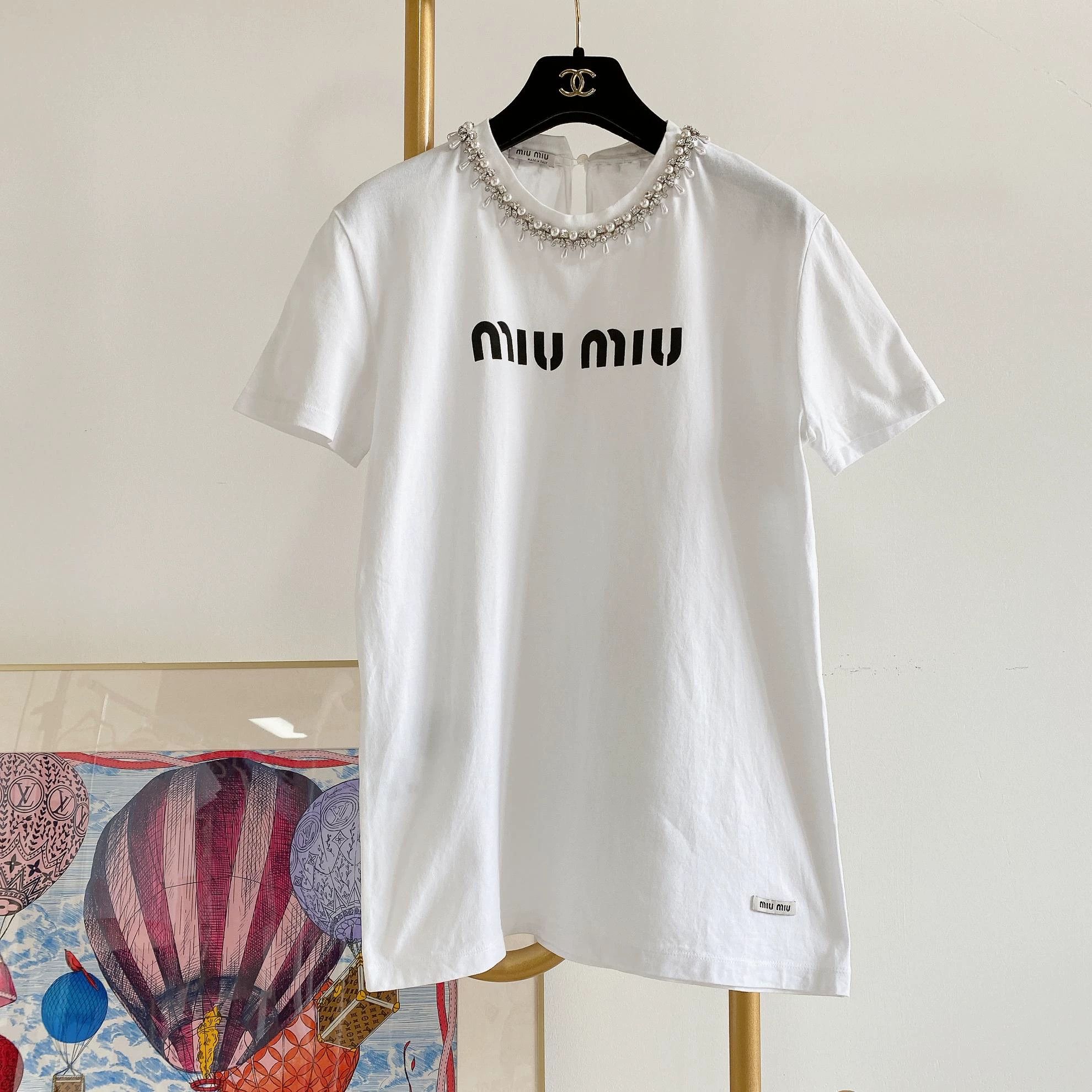 Miu Miu MIU MIU White Letter Logo T-Shirt Size M / US 6-8 / IT 42-44 - 1 Thumbnail