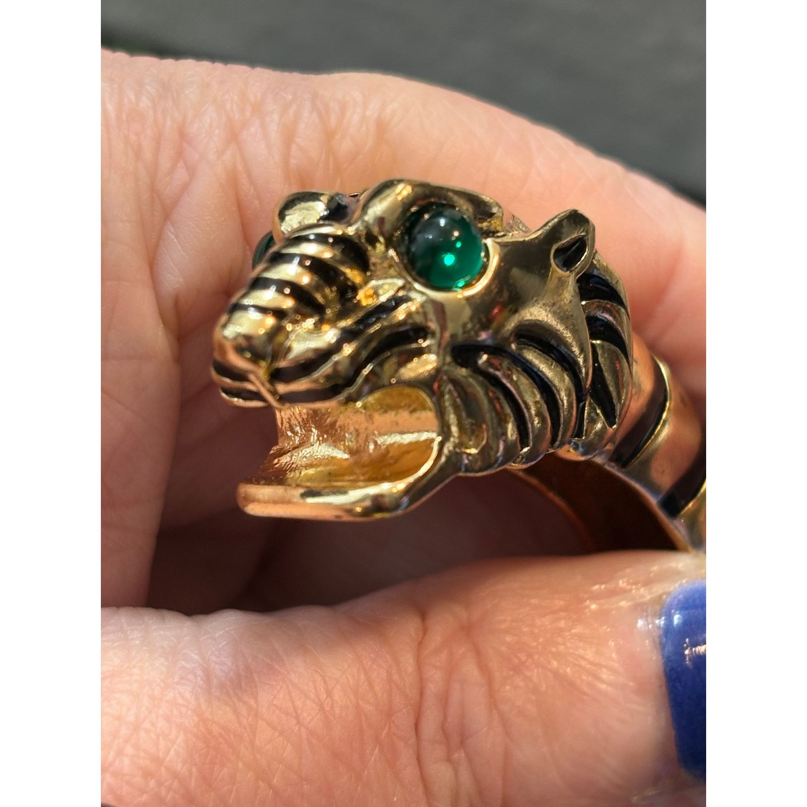 Kenneth Jay Lane Vintage Robert Jay Lane Tiger Head Cuff Bracelet size 5.5” Size ONE SIZE - 11 Thumbnail
