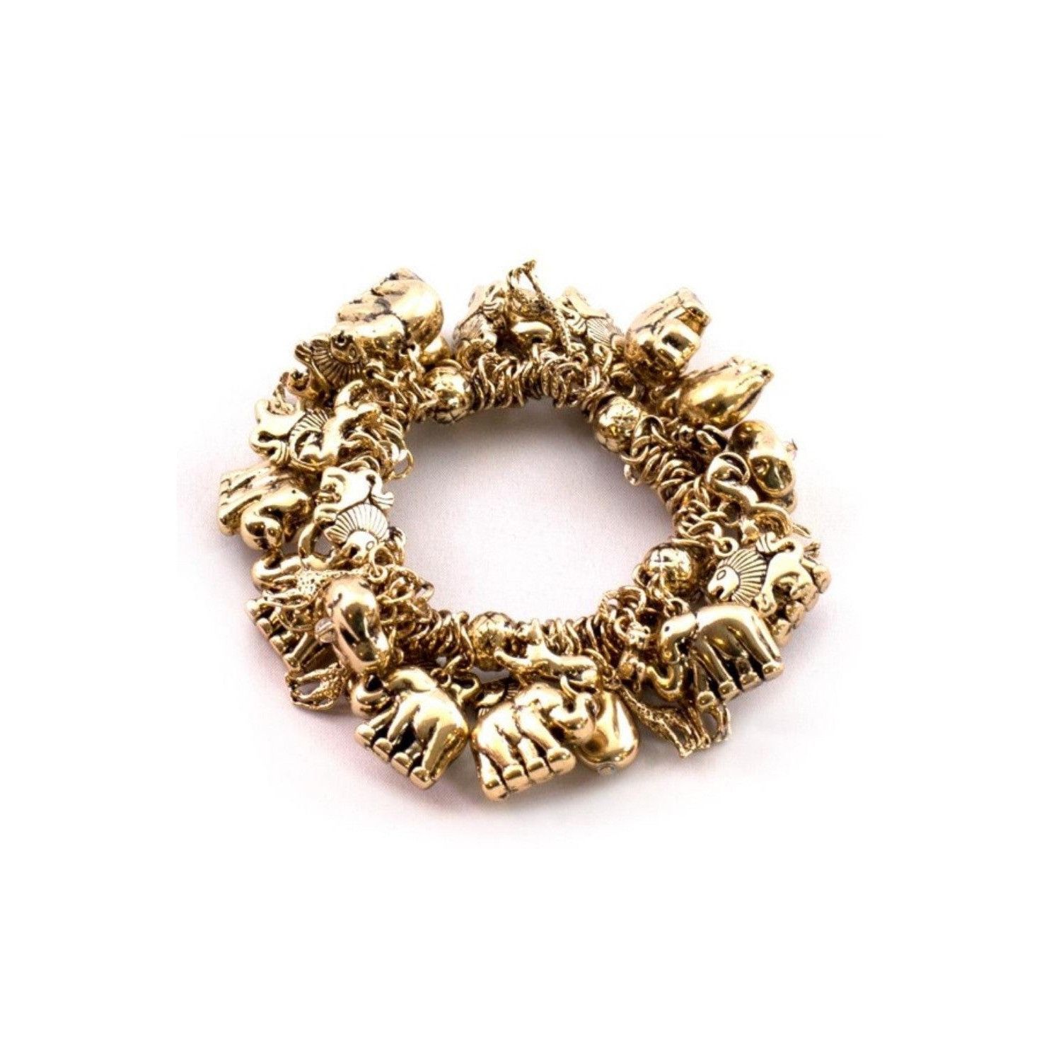 Vintage Safari Stretch Charm Bracelet Gold Size ONE SIZE - 1 Preview
