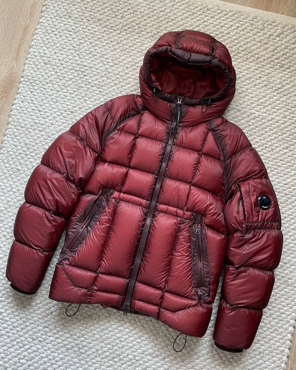 Hooded Jacket Cp Company Burgundy Jacket Company Shell Down Jacket Red