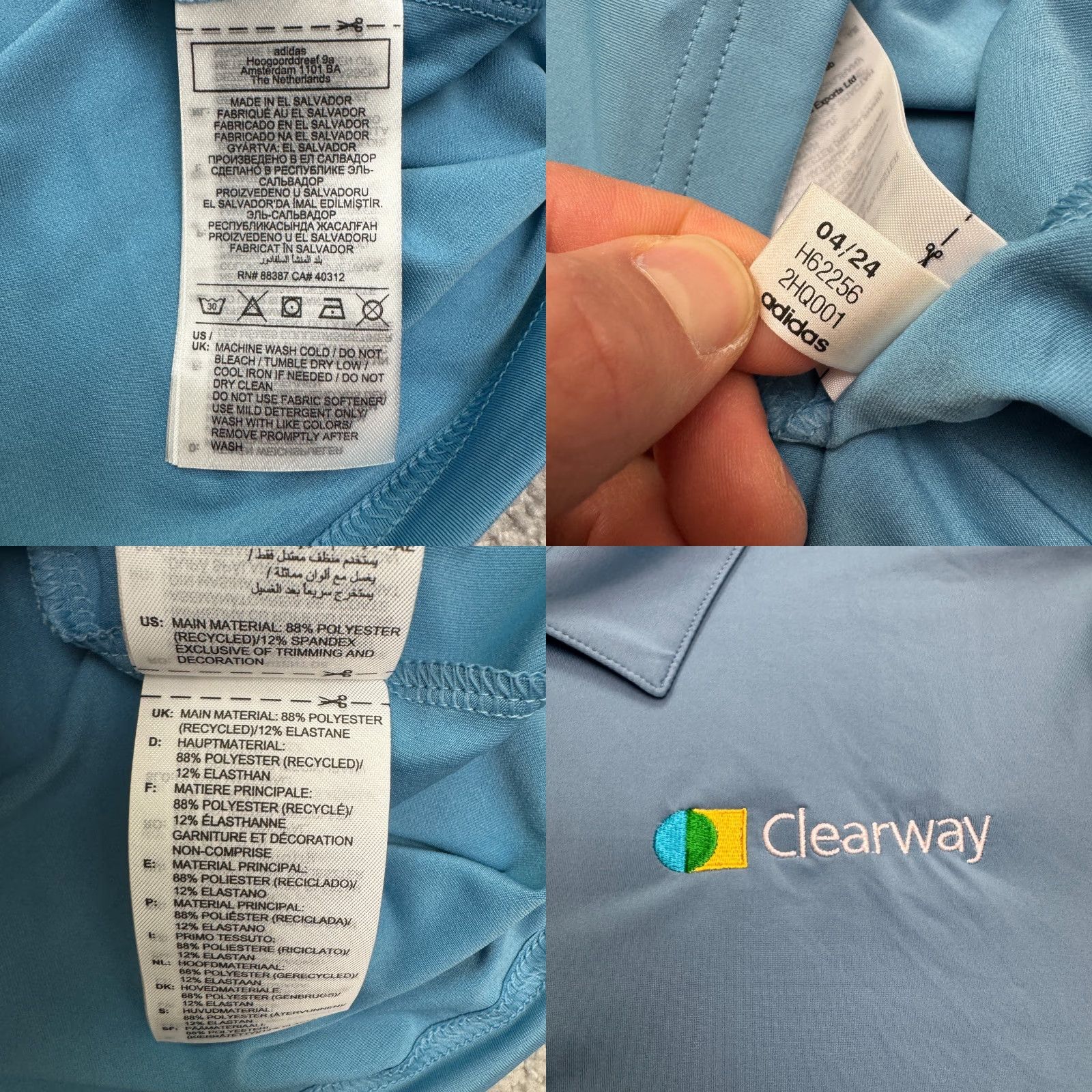 Adidas Adidas Golf Polo Shirt Mens Large Blue A514 ULT Clearway Luna Valley Polo Shirt, Regular, Short Sleeve, Button-Front, Breathable, All Seasons, NWT Size US L / EU 52-54 / 3 - 8 Thumbnail
