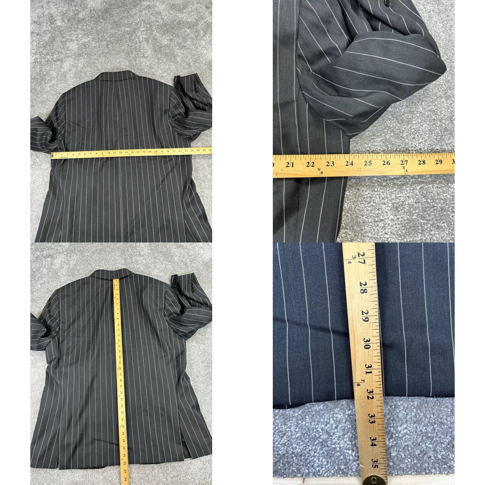 Vintage Everett Hall Suit Mens 46 L Black White Wool Size 46R - 8 Thumbnail