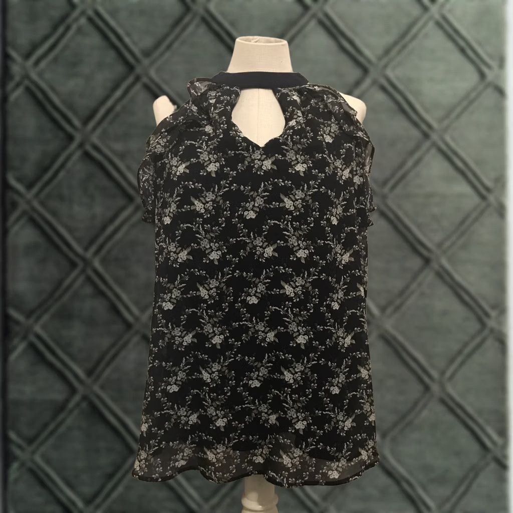 Vintage Miss Chievous Tunic Tank Blouse Shirt Women Blue Floral Sleeveless High Neck Boho 693 S Size S / US 4 / IT 40 - 1 Thumbnail