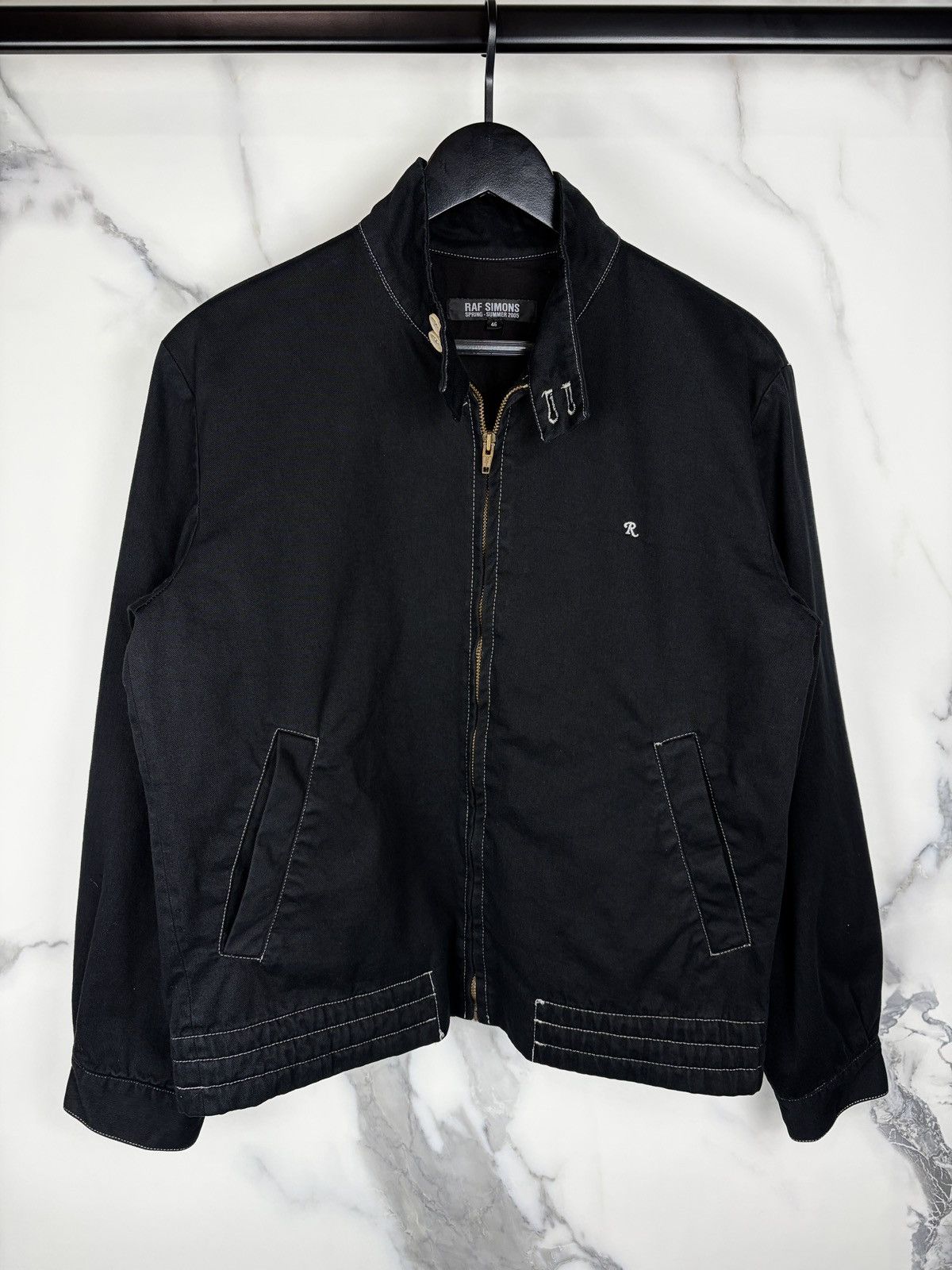 Raf Simons SS05 Raf Simons Overdyed Embroidered R Zip Up Jacket Black Size US S / EU 44-46 / 1 - 2 Thumbnail