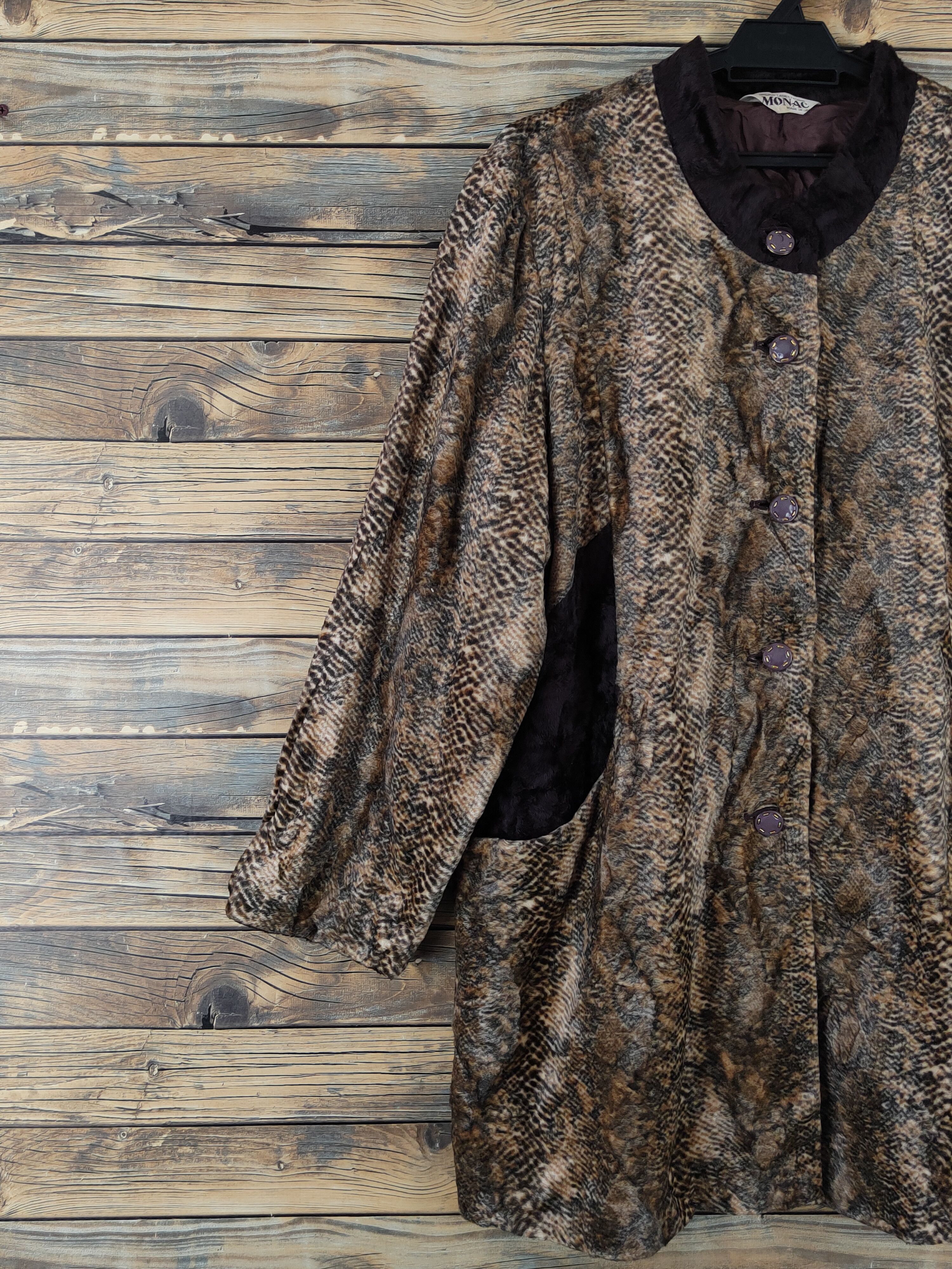 Japanese Brand × Vintage Avant Garde Fashion by Monac Dark Brown Fur Faux Cardigan Size L / US 10 / IT 46 - 3 Thumbnail