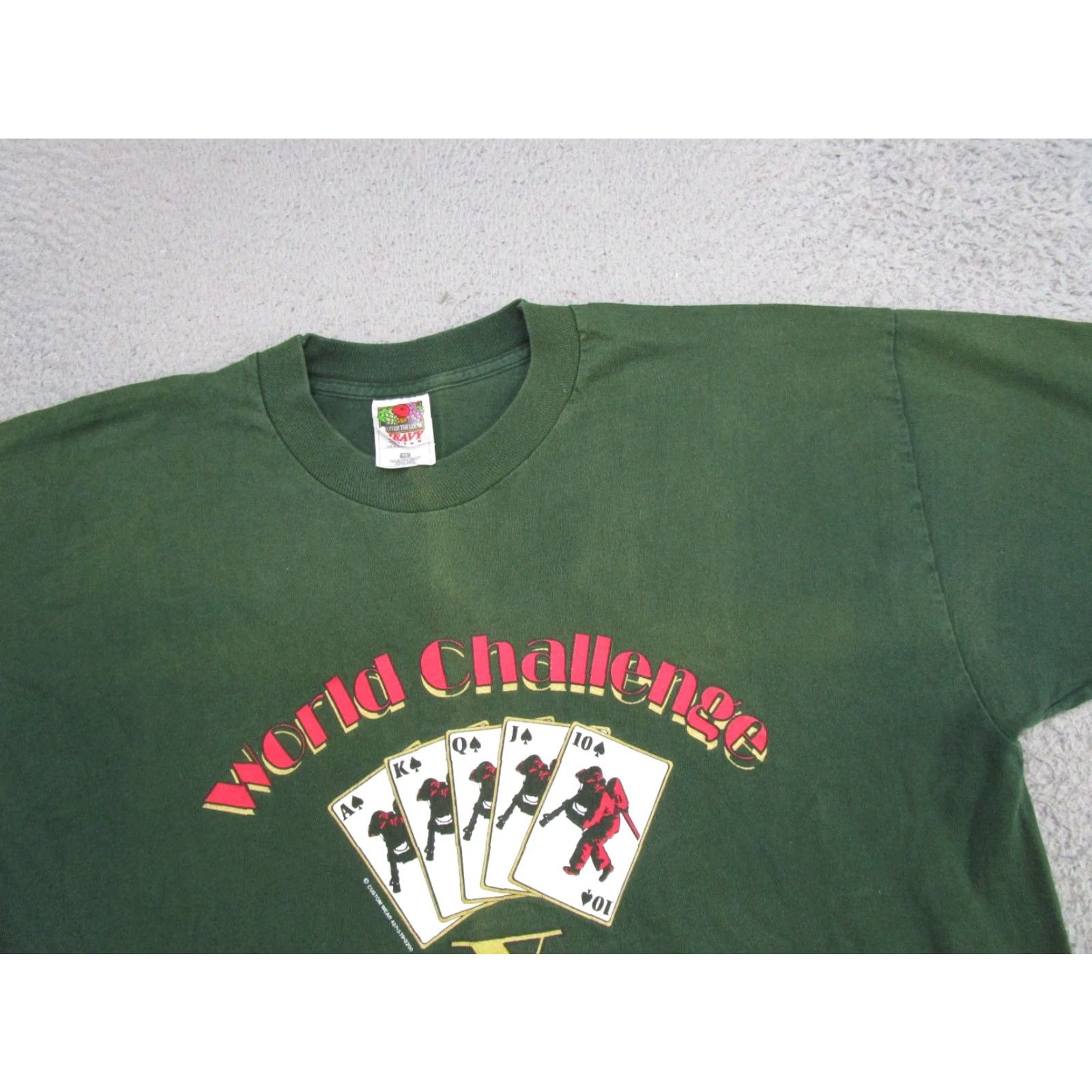 Fruit Of The Loom VTG Firefighter Combat World Challenge Single Stitch MGM Vegas Shirt XL Men's Cotton Green 1990s 90s Size US XL / EU 56 / 4 - 4 Thumbnail