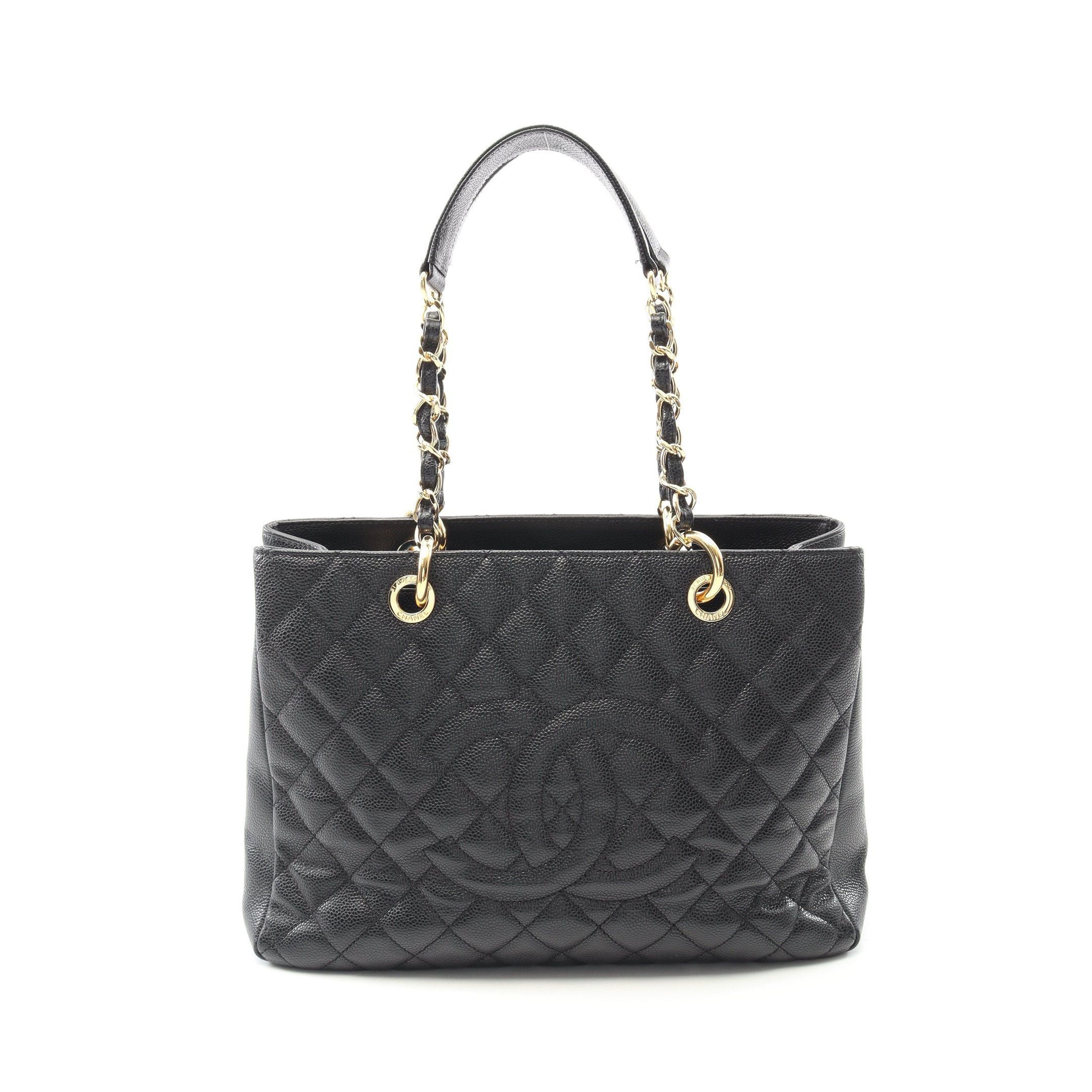 Chanel Chanel Matelasse Grand Shopping Gst Chain Shoulder Bag Tote Caviar Skin Black Gold Hardware Size ONE SIZE - 1 Thumbnail
