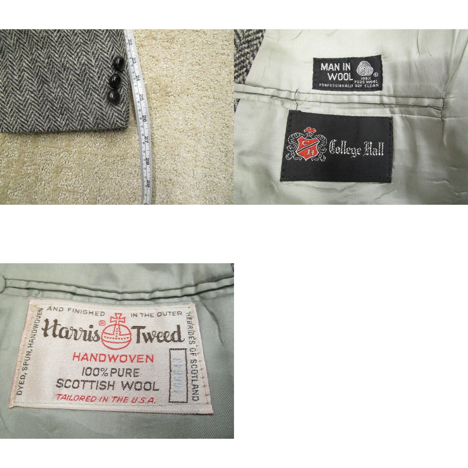 Harris Tweed VINTAGE Harris Tweed Blazer Men 42 Gray Herringbone Wool Sport Coat Jacket Size 42R - 8 Thumbnail