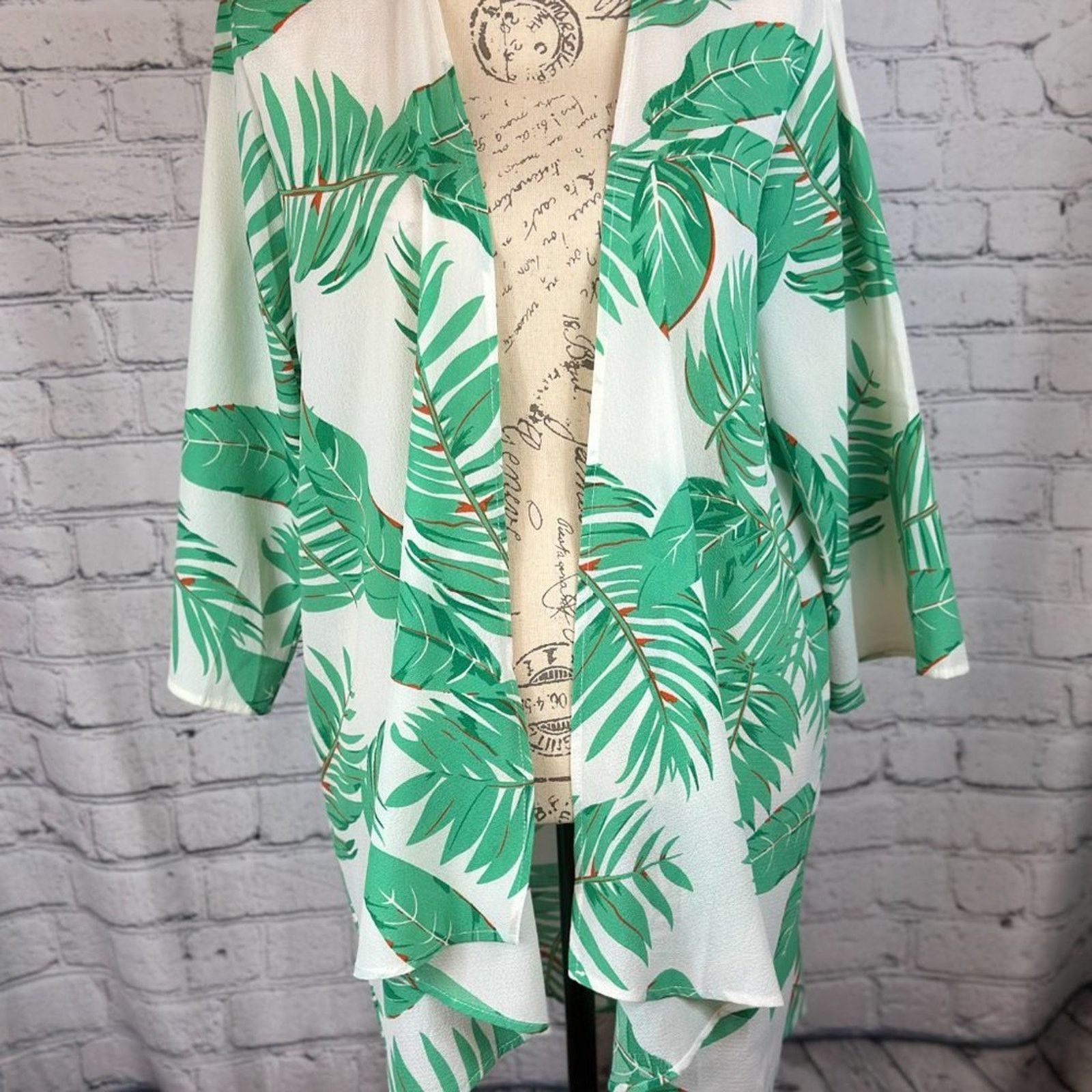 Other Abollria Womens Leaf Print Open Front Kimono- size XL Size XL / US 12-14 / IT 48-50 - 3 Thumbnail