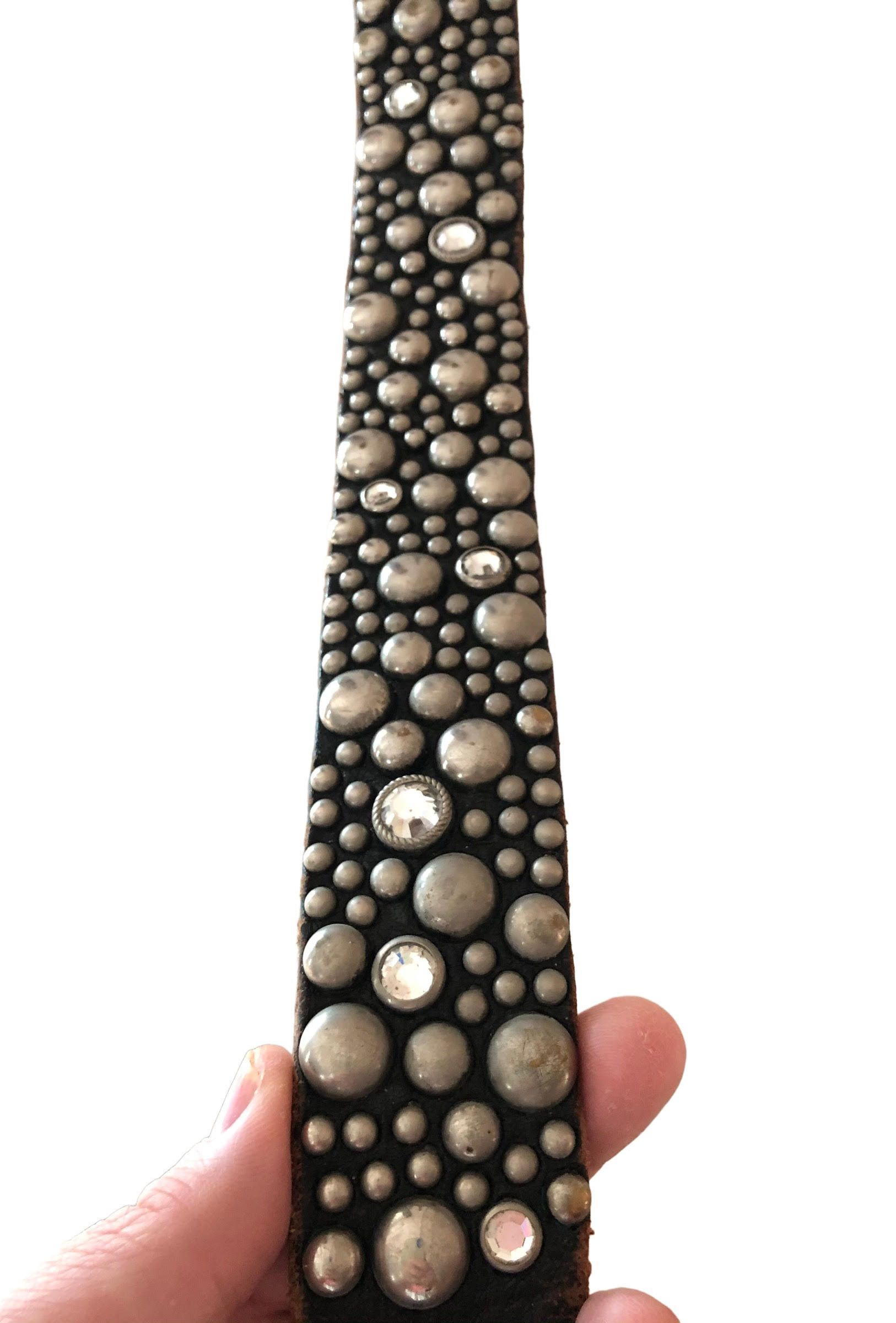 Genuine Leather Vintage Leather Studded Belt By Old Stud Handmade Size 34 - 7 Thumbnail