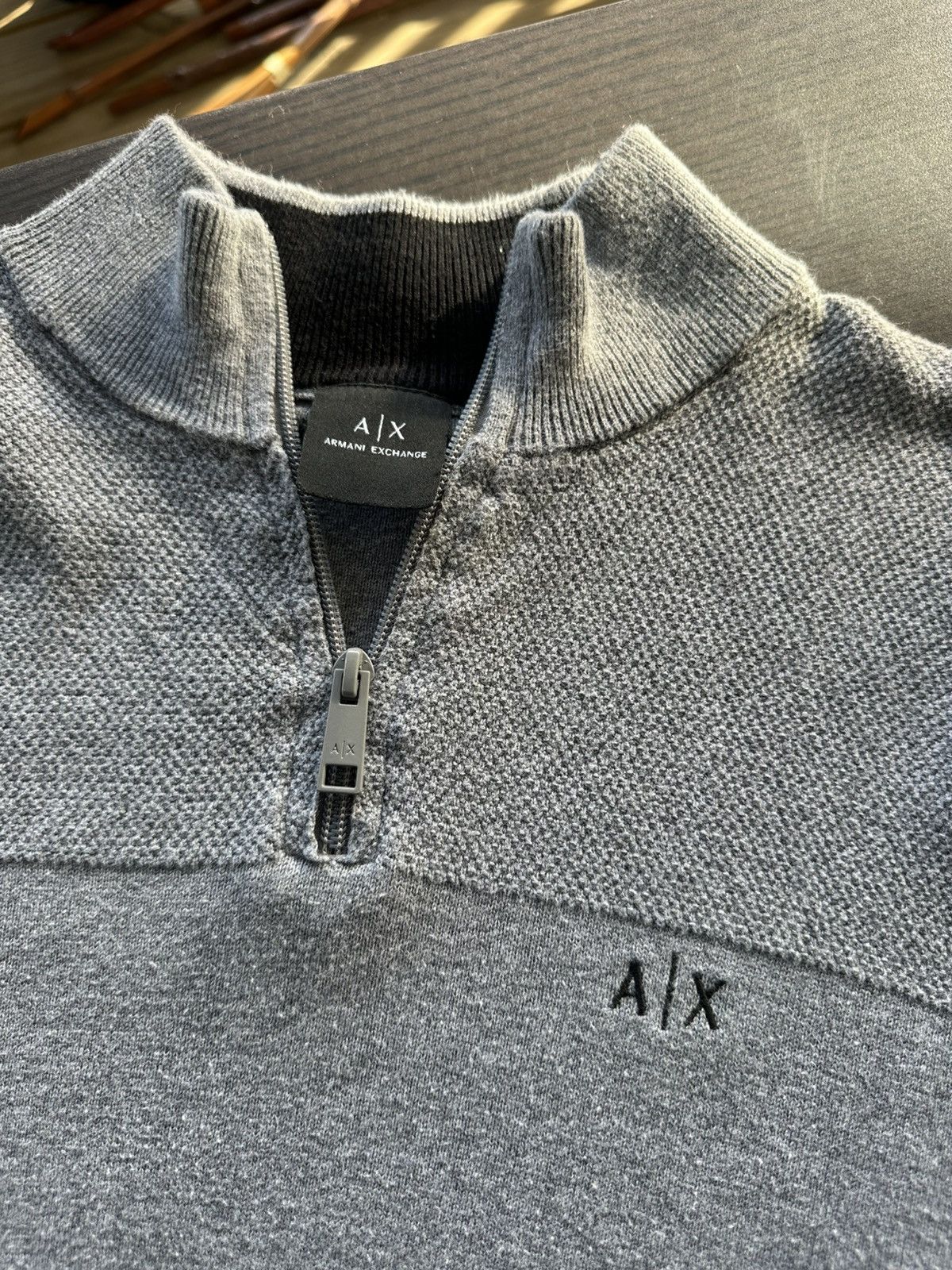 Armani Exchange Armani Exchange Quarter Zip Grey Pullover Sweater Size M Size US M / EU 48-50 / 2 - 2 Thumbnail