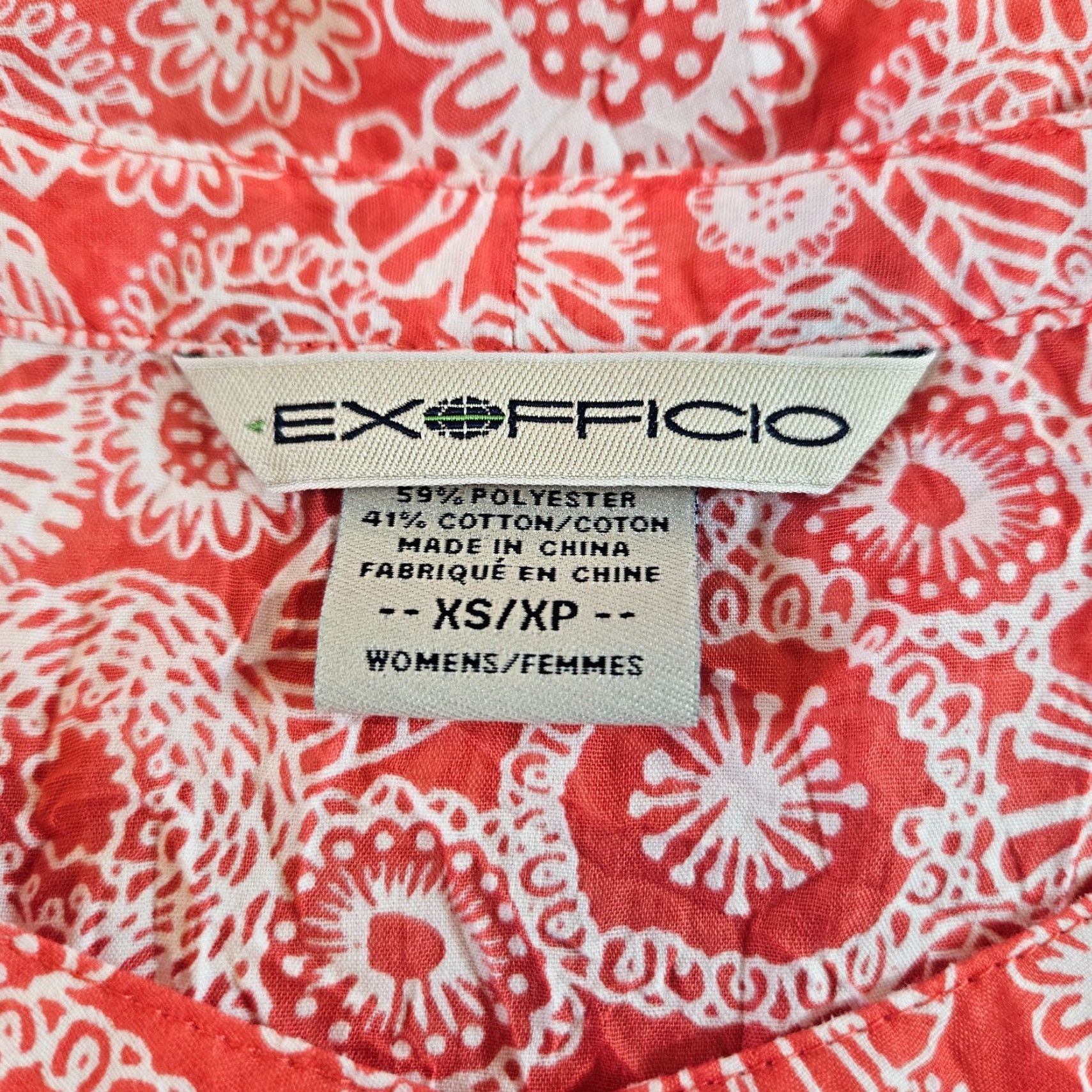 ExOfficio ExOfficio Womens Button Front Top XS Red Floral Cotton Blend Shirt Womens XS Red Floral Cotton Blend Size XS / US 0-2 / IT 36-38 - 4 Thumbnail