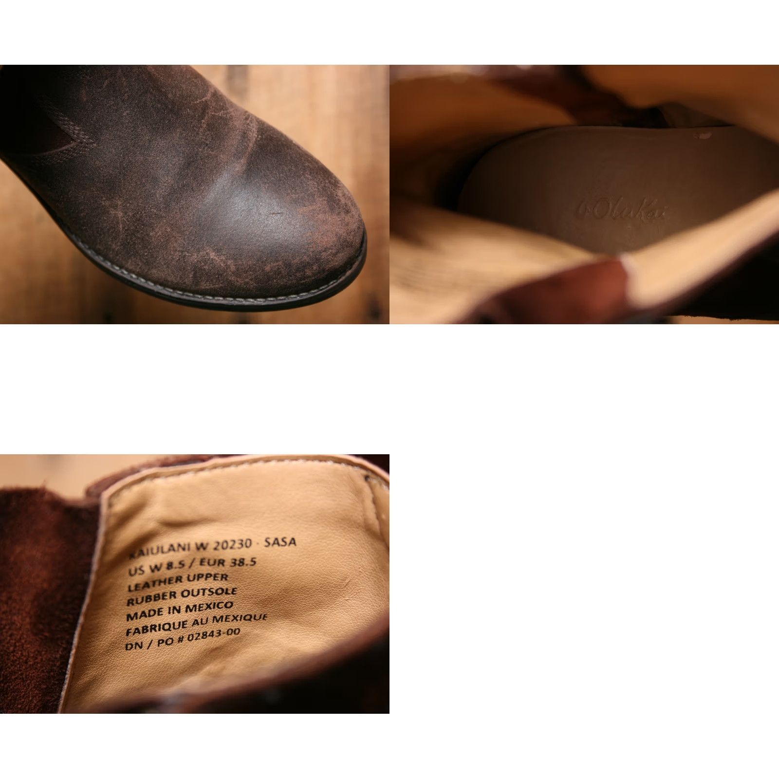 Olukai VINTAGE OluKai 'Kaiulani' Brown Distressed Leather & Suede Ankle Boots EUR 38.5 US 8.5 Womens Bootie Leather Brown Size US 9 / IT 39 - 8 Thumbnail