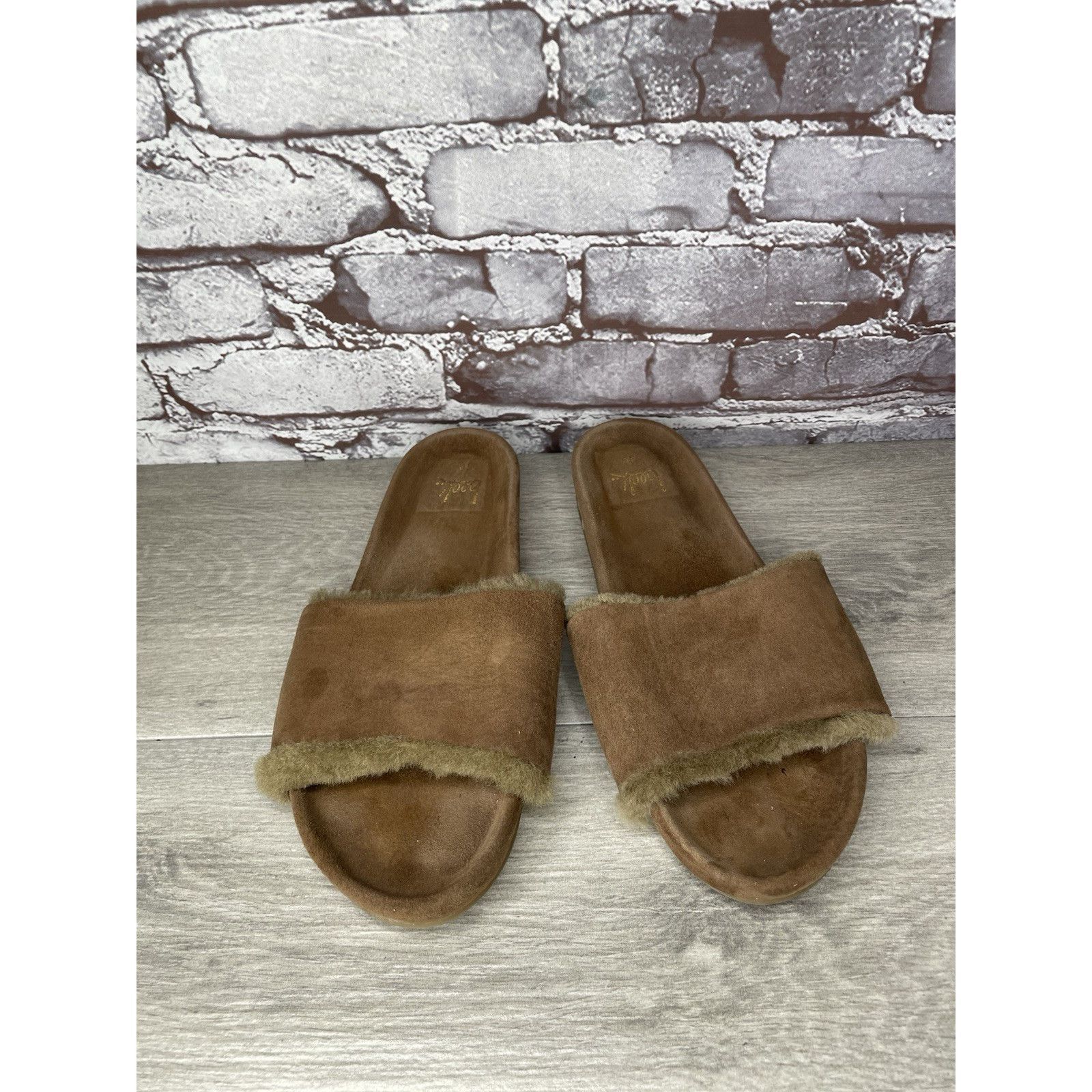 beek Beek Brown Sherpa Lining Brown Suede Leather Slides Sandals Size US 10 / IT 40 - 12 Thumbnail