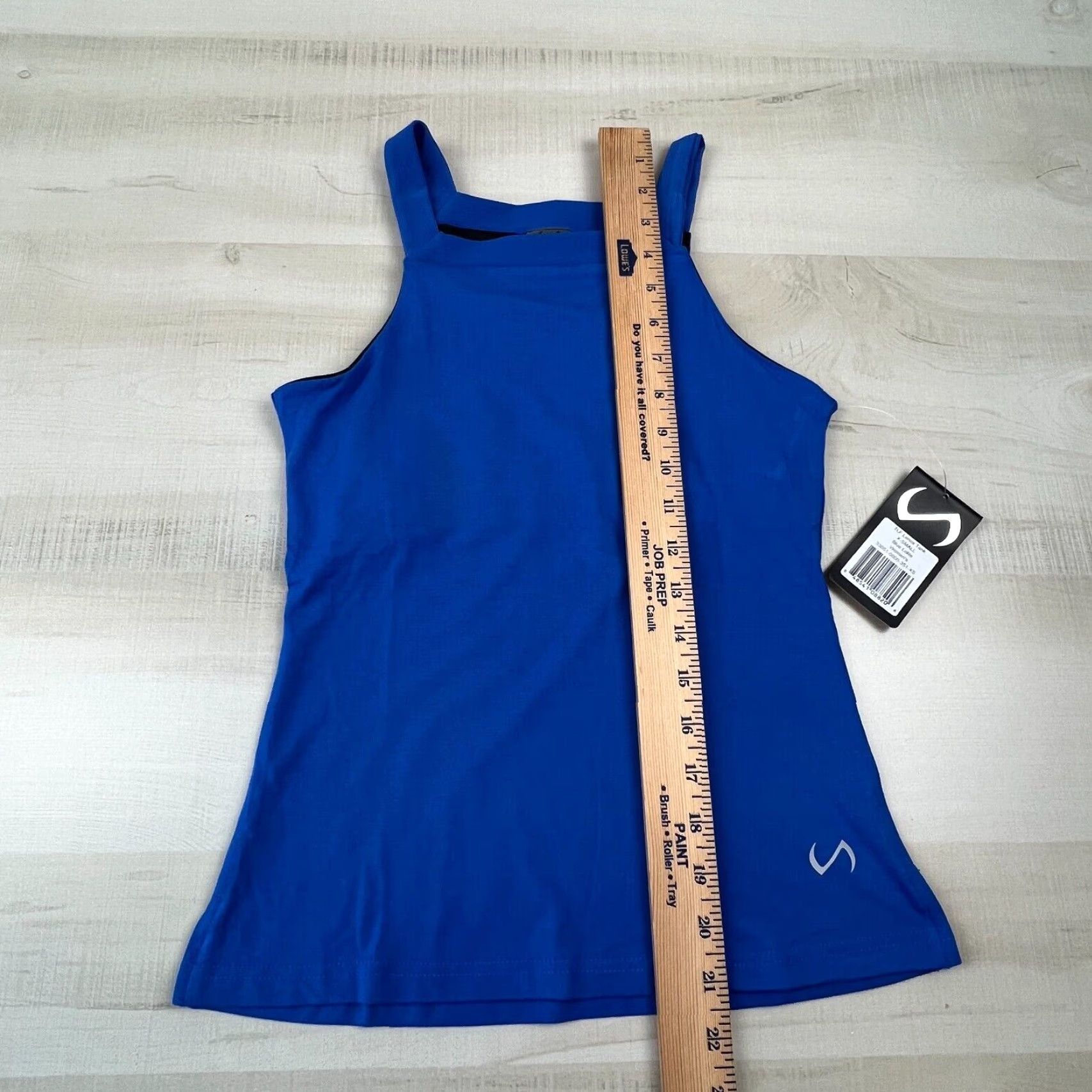 Vintage TLF Women's Athletic Tank Top XS Blue Built-In Bra Yoga Activewear Sleeveless Square Neck Mens Size XS / US 0-2 / IT 36-38 - 6 Thumbnail