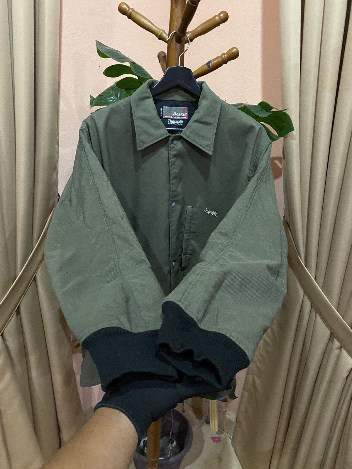Japanese Brand Doarat Insulated Jacket Thinsulate Olive Green Snap-Up Coat Size US M / EU 48-50 / 2 - 7 Thumbnail