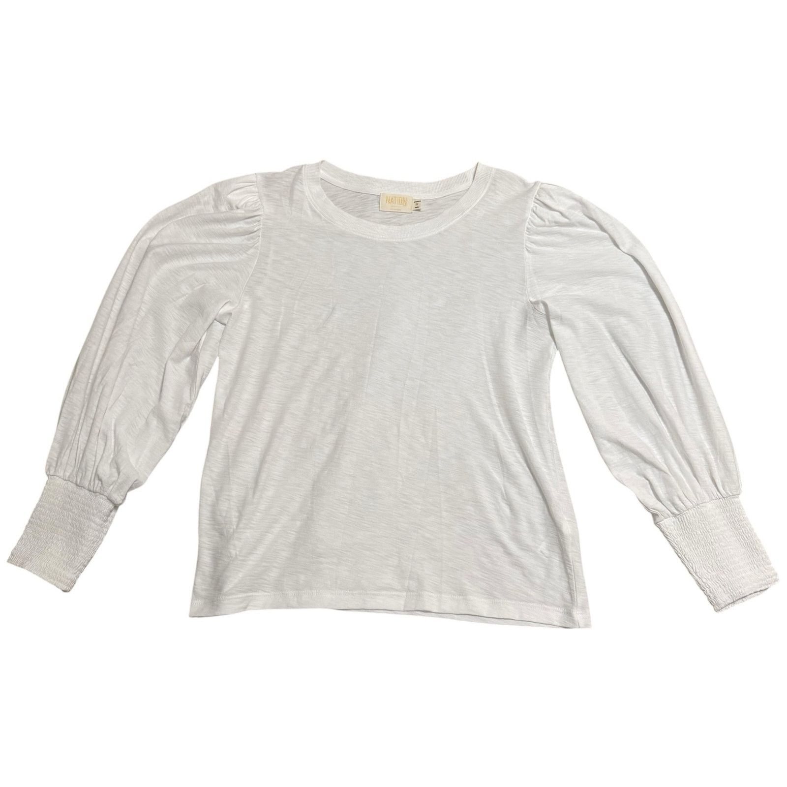 Nation LTD Nation Loren Smocked Peasant Tee Top Pima Cotton Medium Size M / US 6-8 / IT 42-44 - 3 Thumbnail