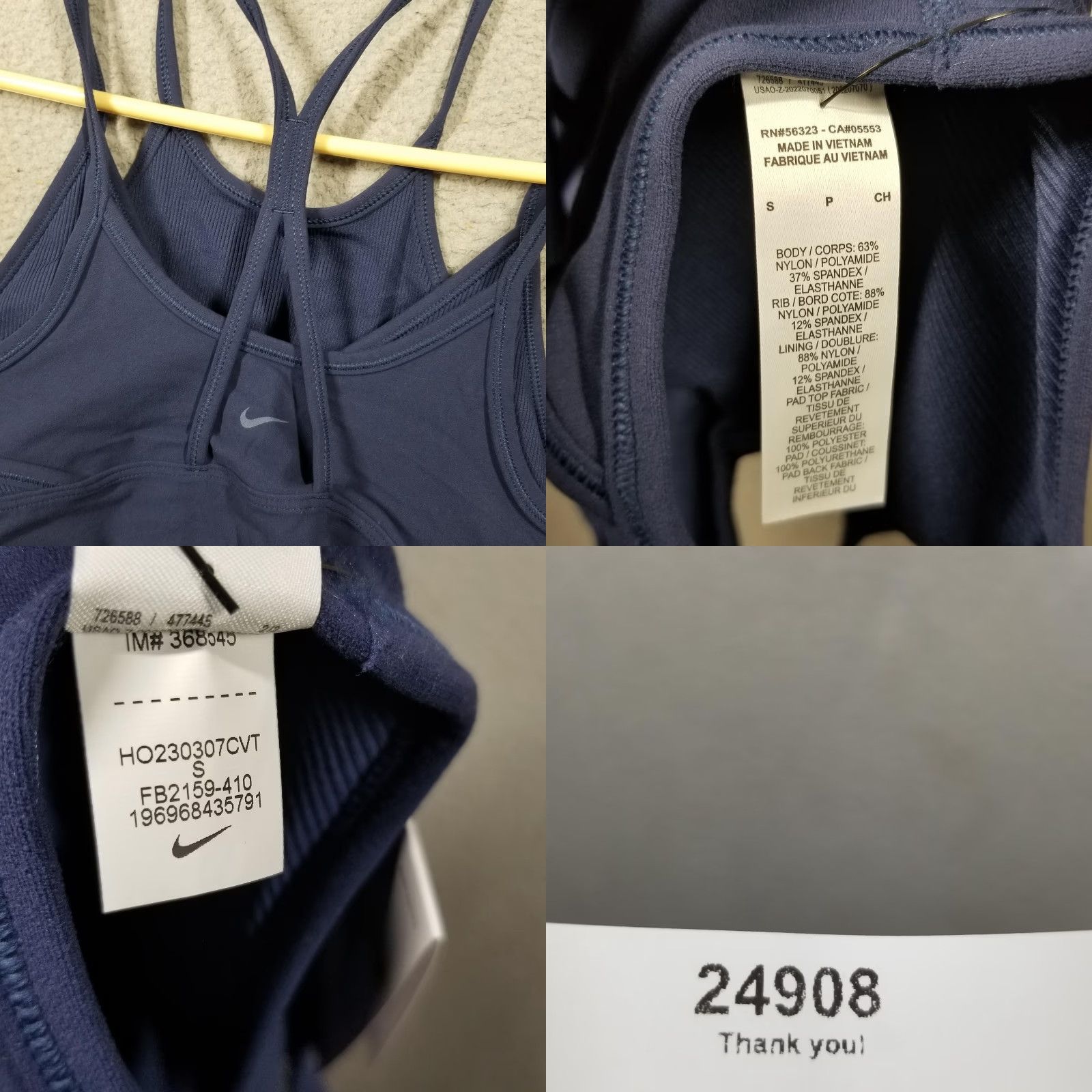 Nike Women's Nike Indy Sports Bra Light Support Padded Longline Small FB2159-410 Size ONE SIZE - 8 Thumbnail