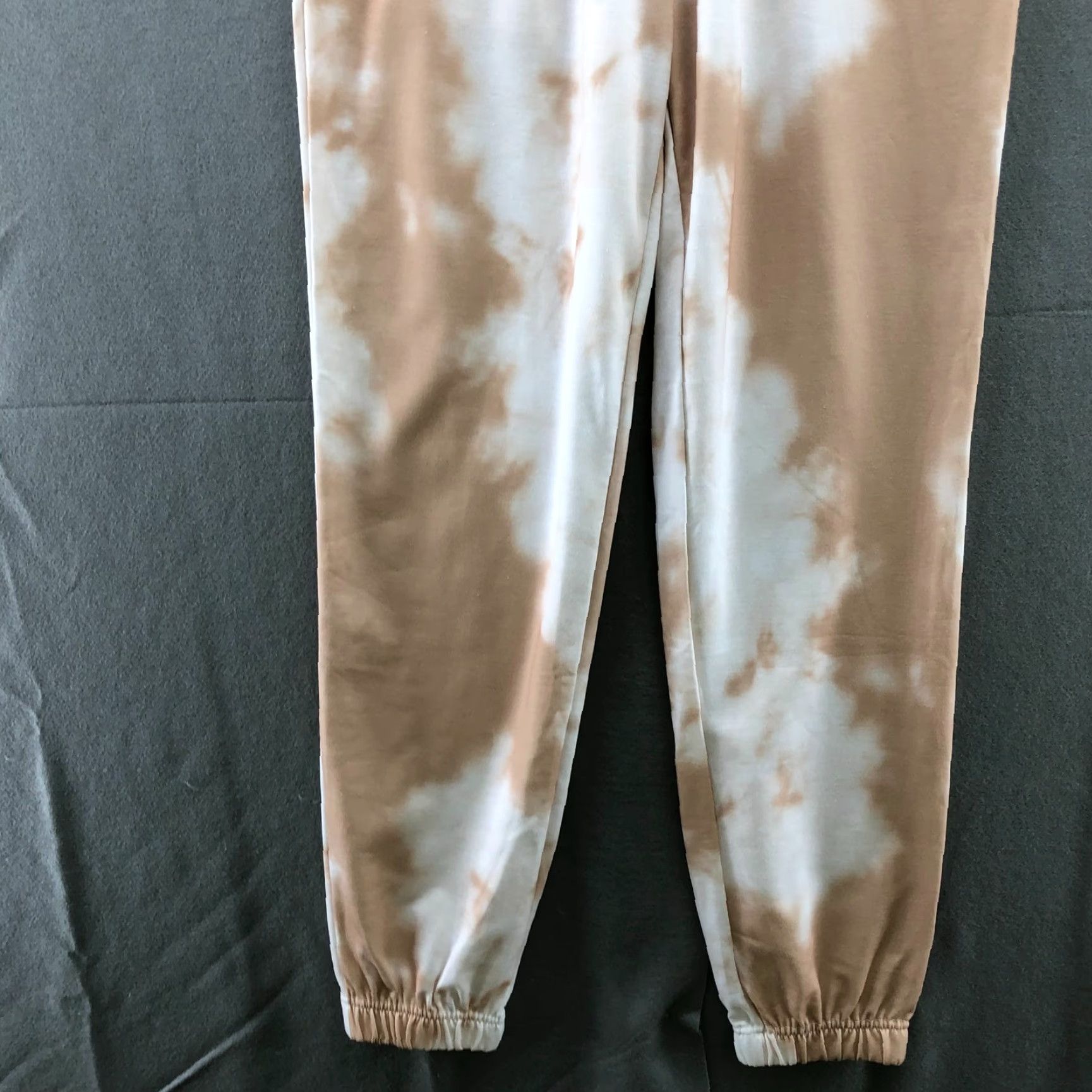 Vintage NWOT Tie Dye Jogger Sweatpants Womens S High Waisted Drawstring Beige White Fleece Lounge Pants Size 28" / US 6 / IT 42 - 5 Thumbnail